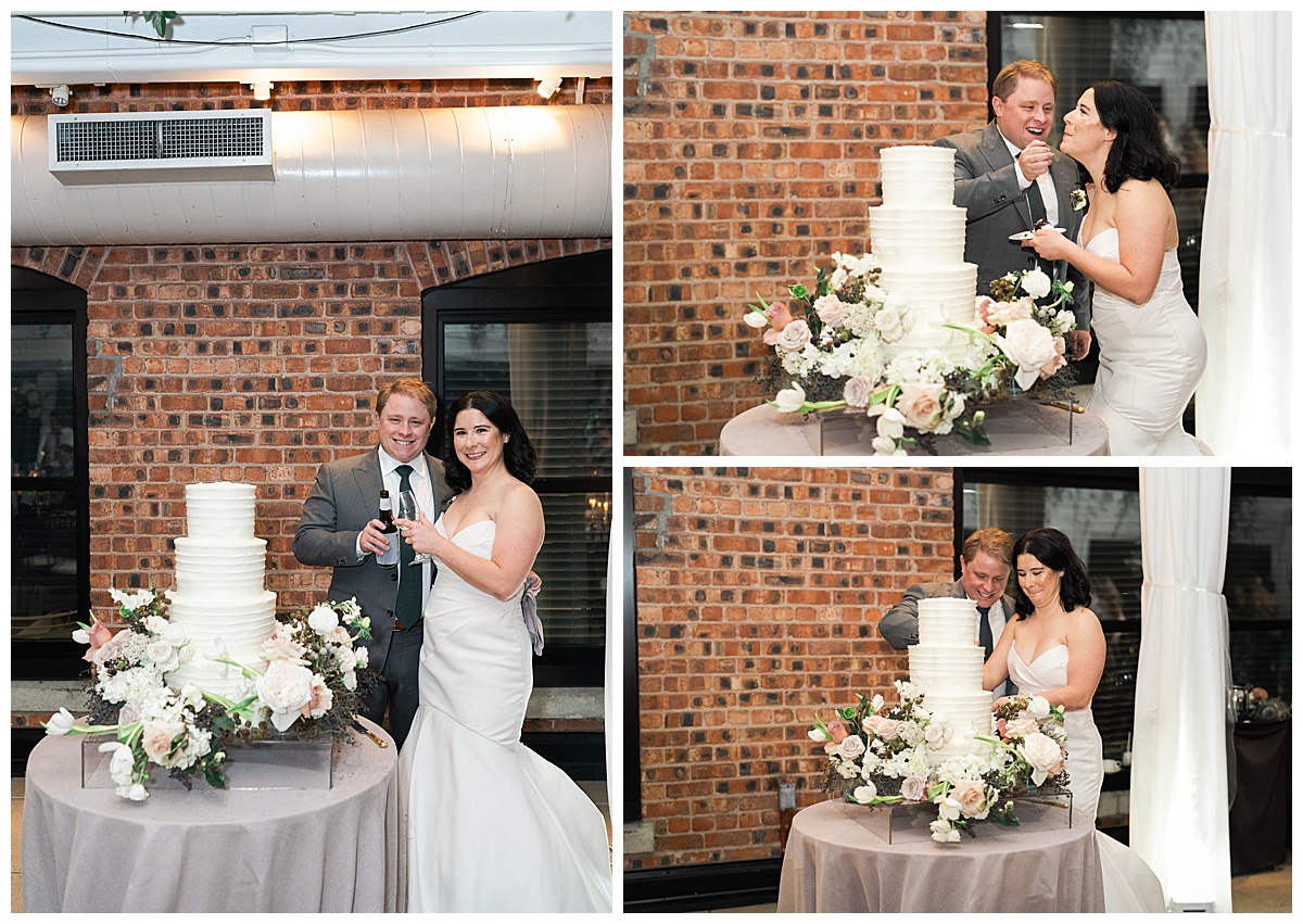 Husband and wife share cake for Houston’s Best Wedding Photographers
