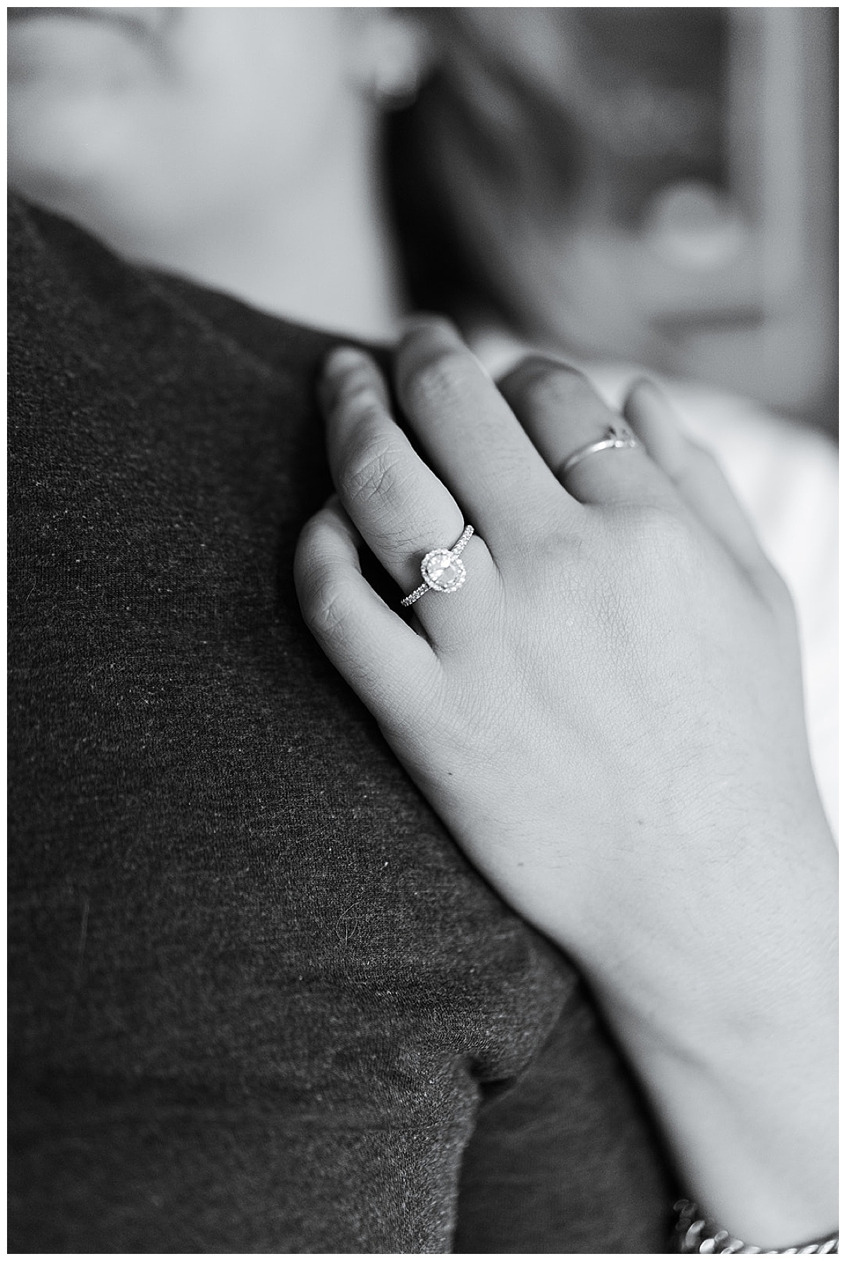 Gorgeous engagement ring for At-Home Engagement Photos