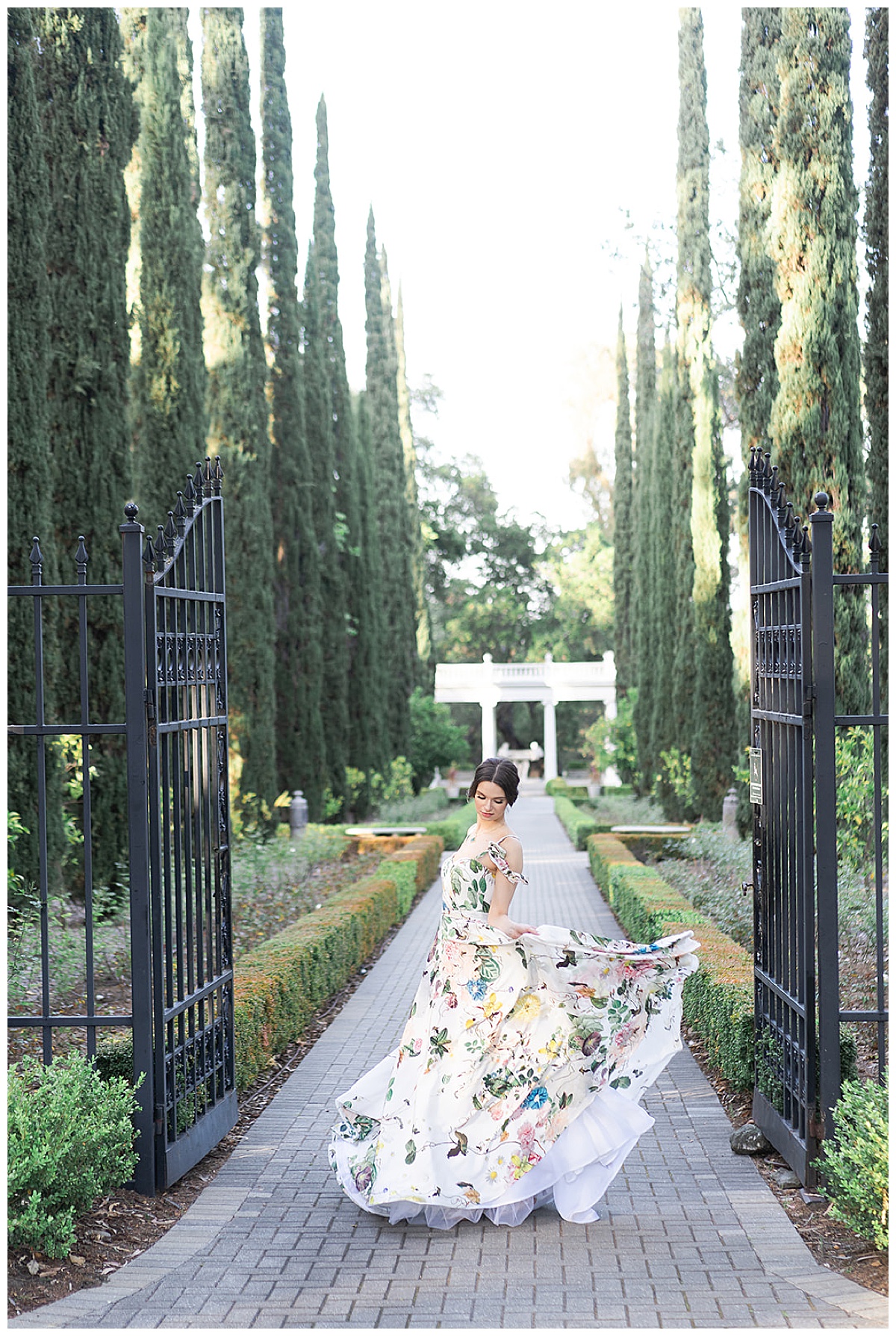 Person dances and twirls dress for Editorial at Villa Montalvo