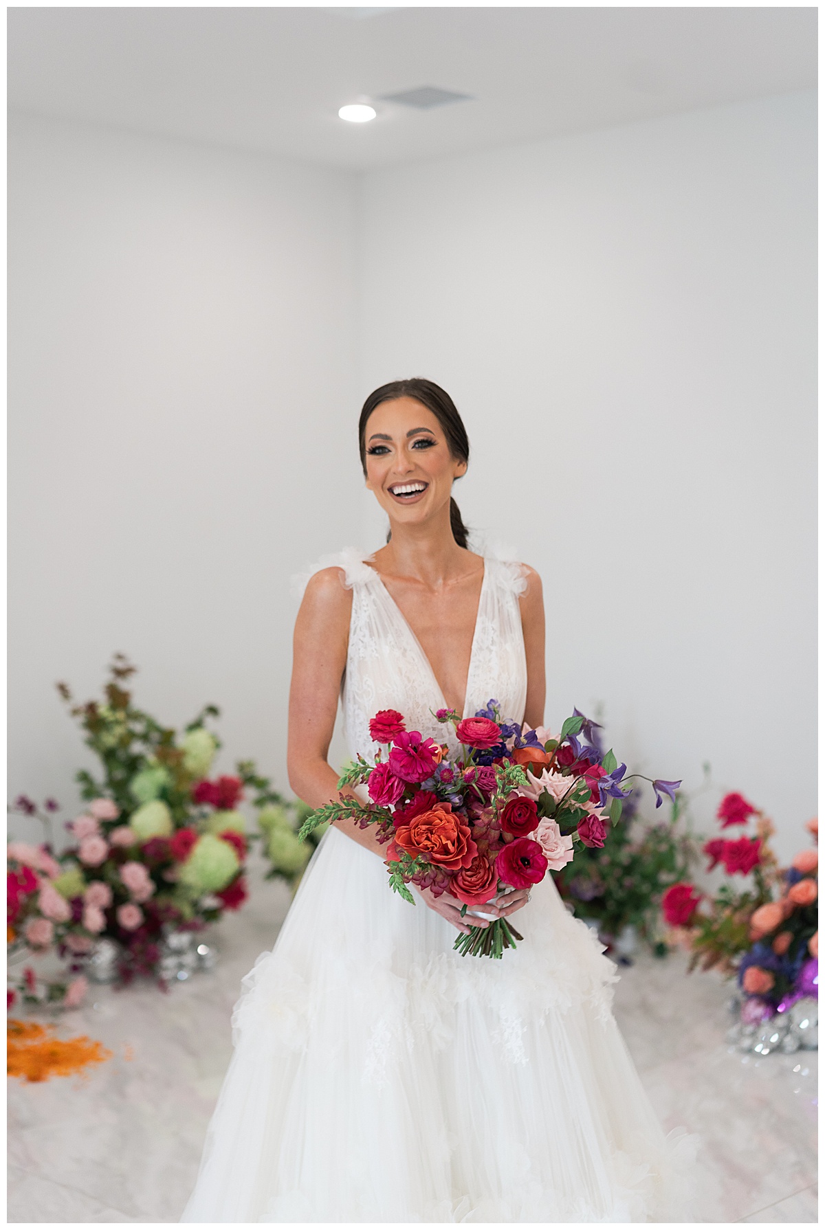 Stunning colorful bridal bouquet for Houston’s Best Wedding Photographers