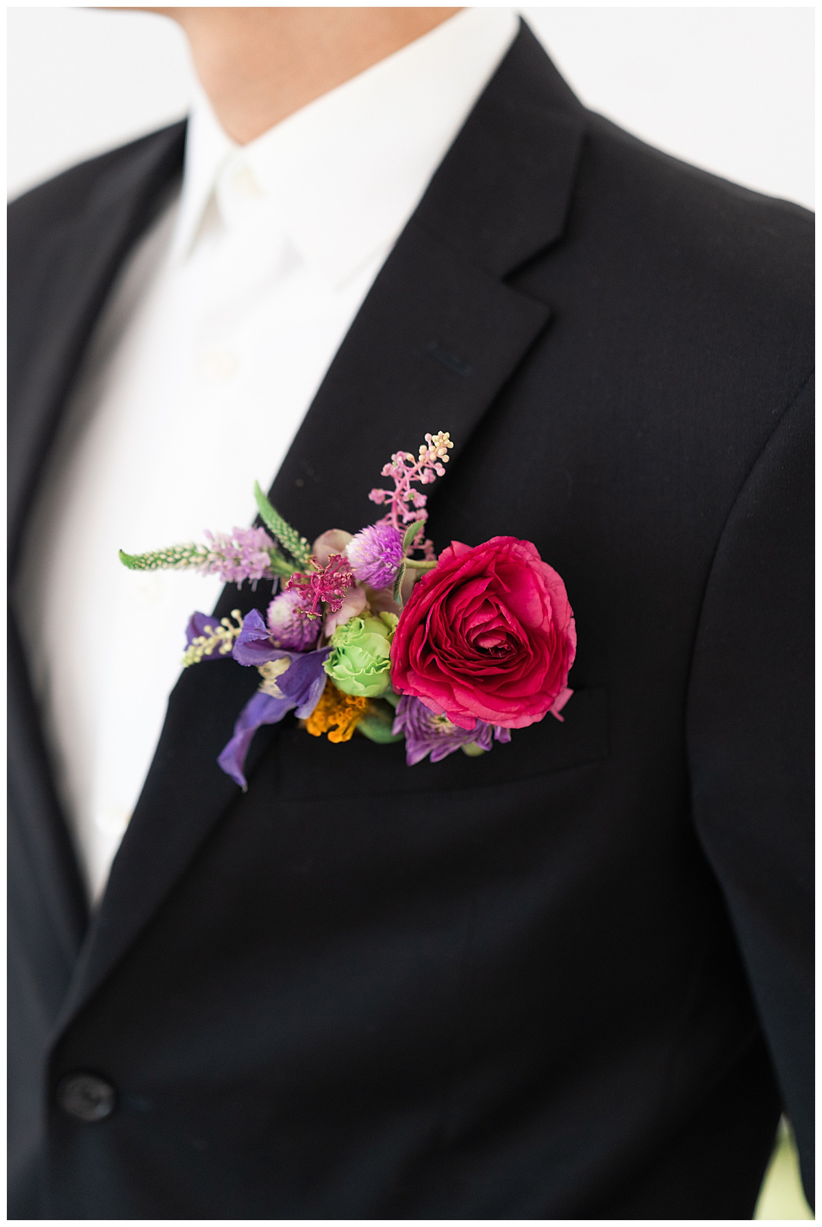 Bold and colorful boutonniere for Swish & Click Photography 