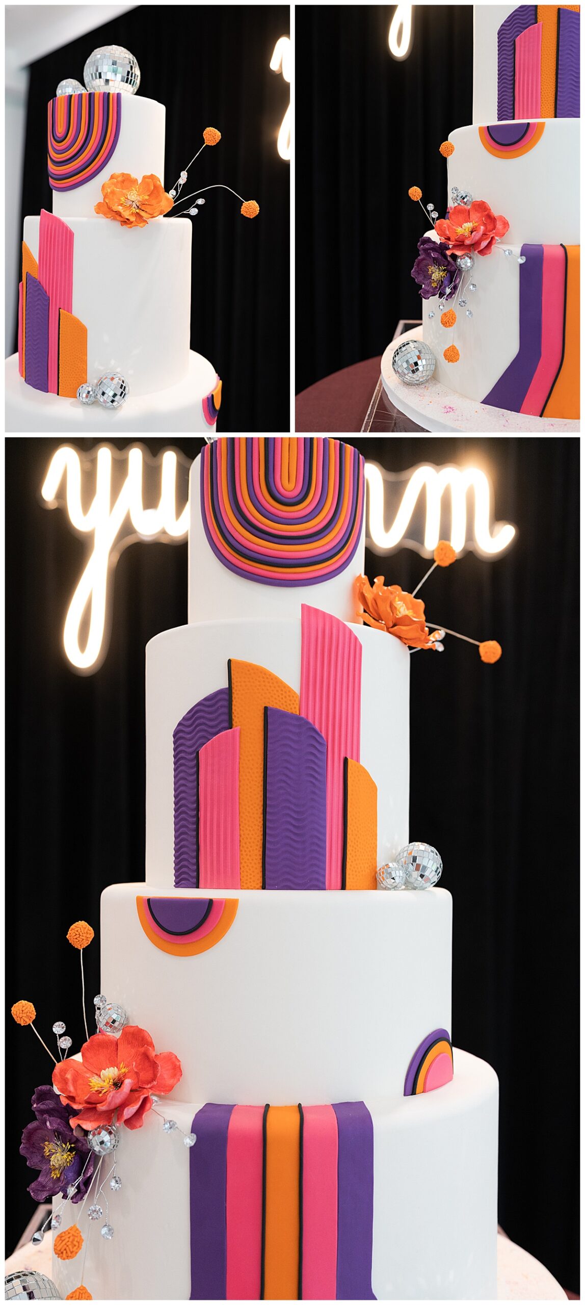 Stunning bold and funky wedding cake for Houston’s Best Wedding Photographers
