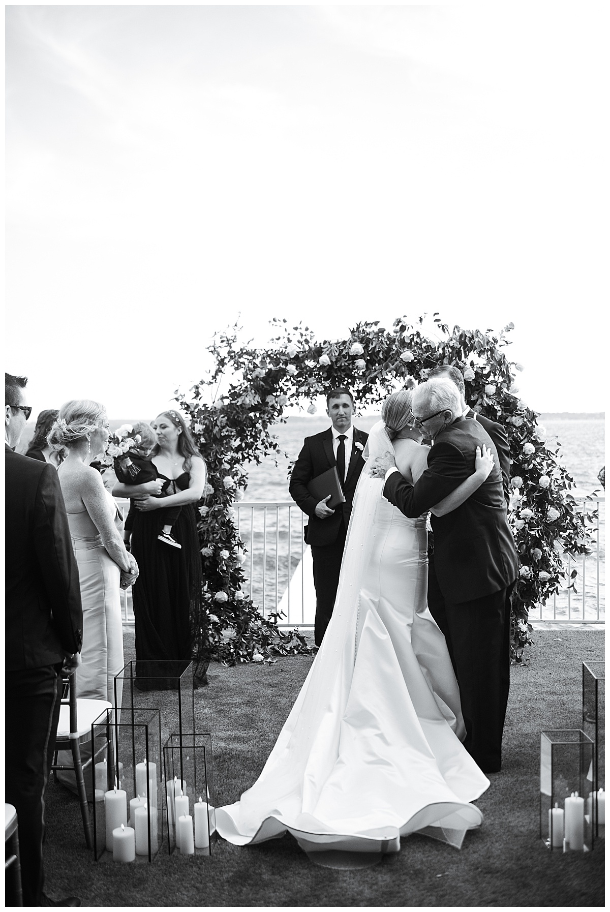 Dad hugs bride for Houston’s Best Wedding Photographers