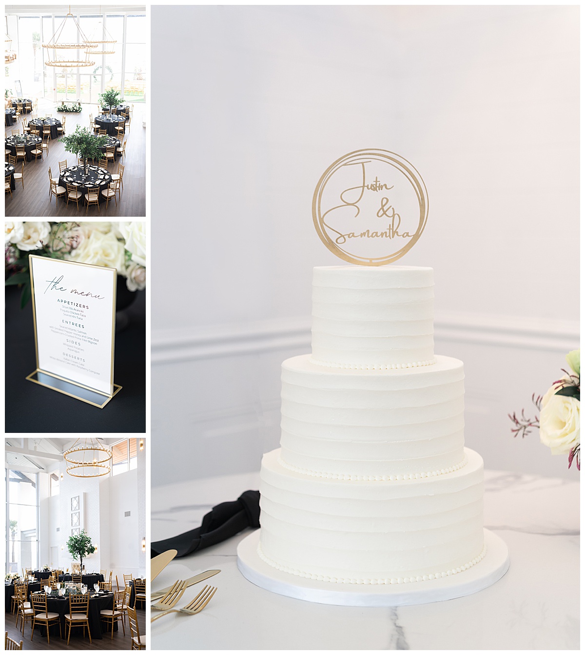 Stunning wedding cake reception decor at Charleston Lane 