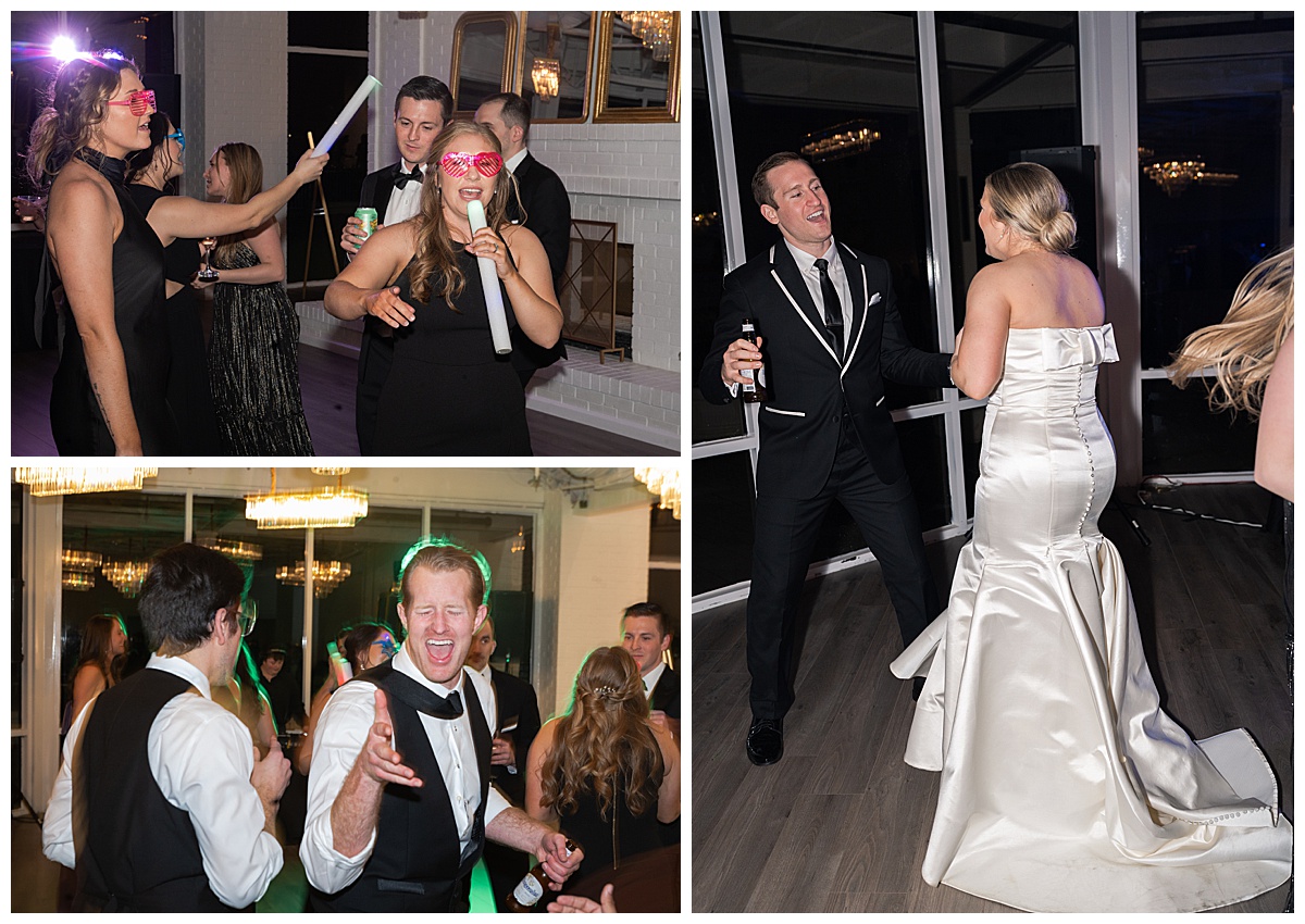Family and friends celebrate with bride and groom for Swish & Click Photography
