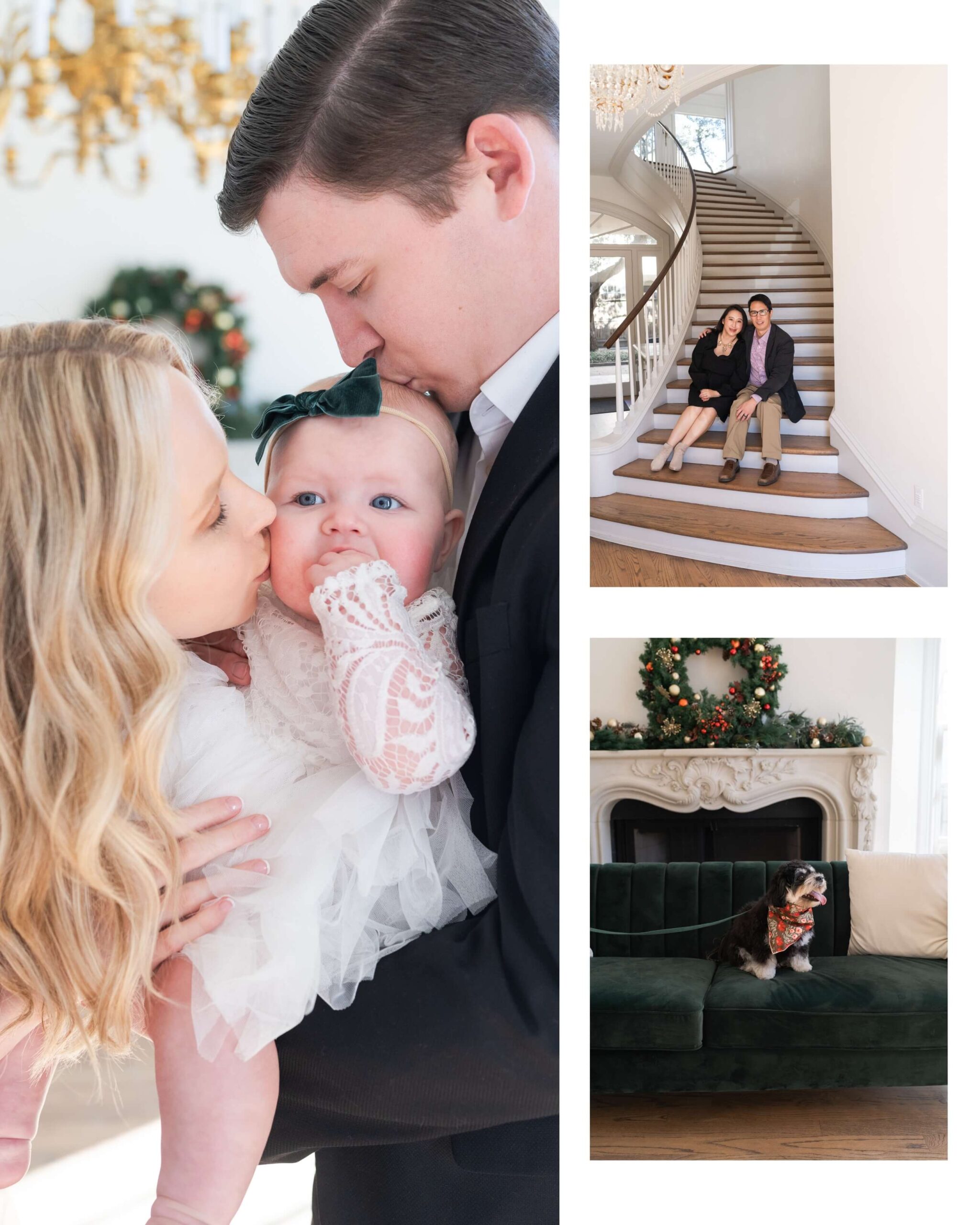 family kisses their baby during their mini session at the Creative Chateau in Houston Texas with Swish and Click Photography