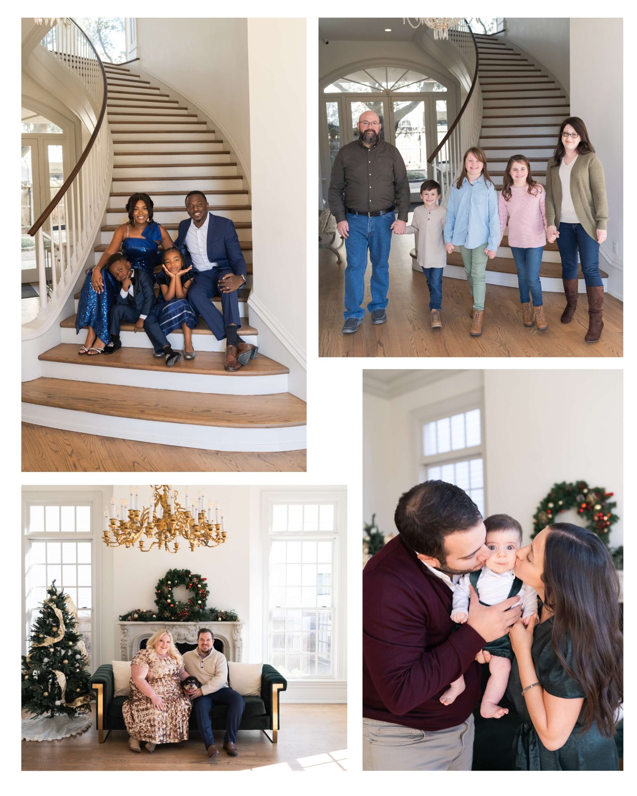 families pose during their mini session at the Creative Chateau in Houston Texas with Swish and Click Photography