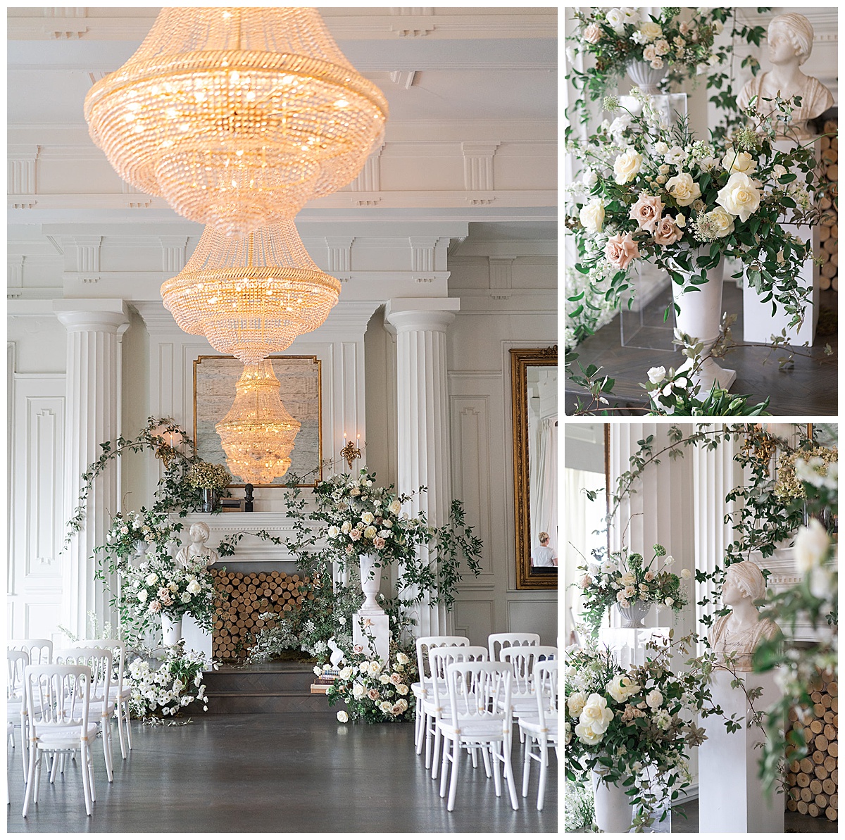 Luxury wedding floral installations for Swish & Click Photography