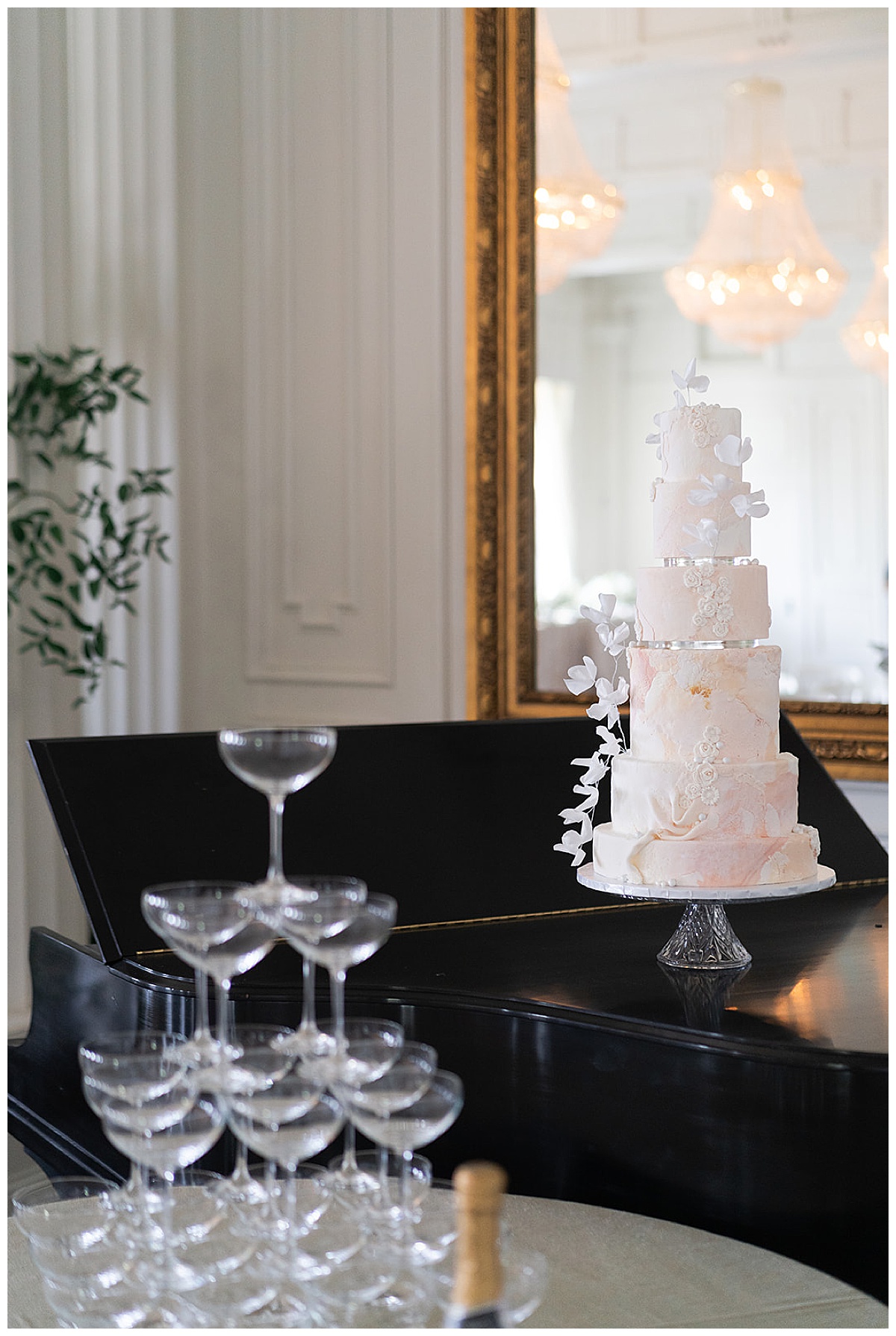 Gorgeous white wedding cake for Editorial at The Mason
