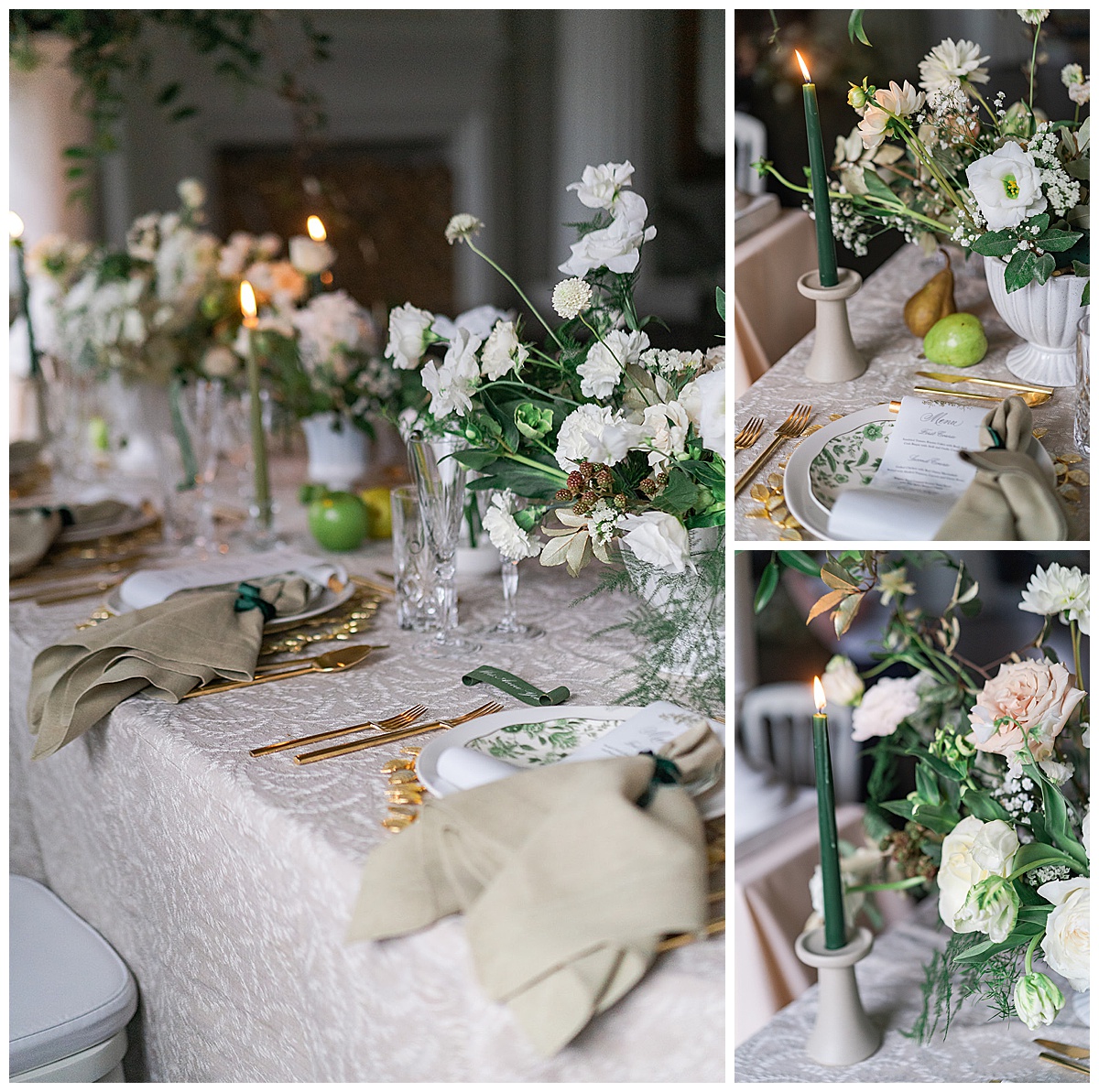 Gold wedding details and luxury floral installations for Dallas Wedding Photographer