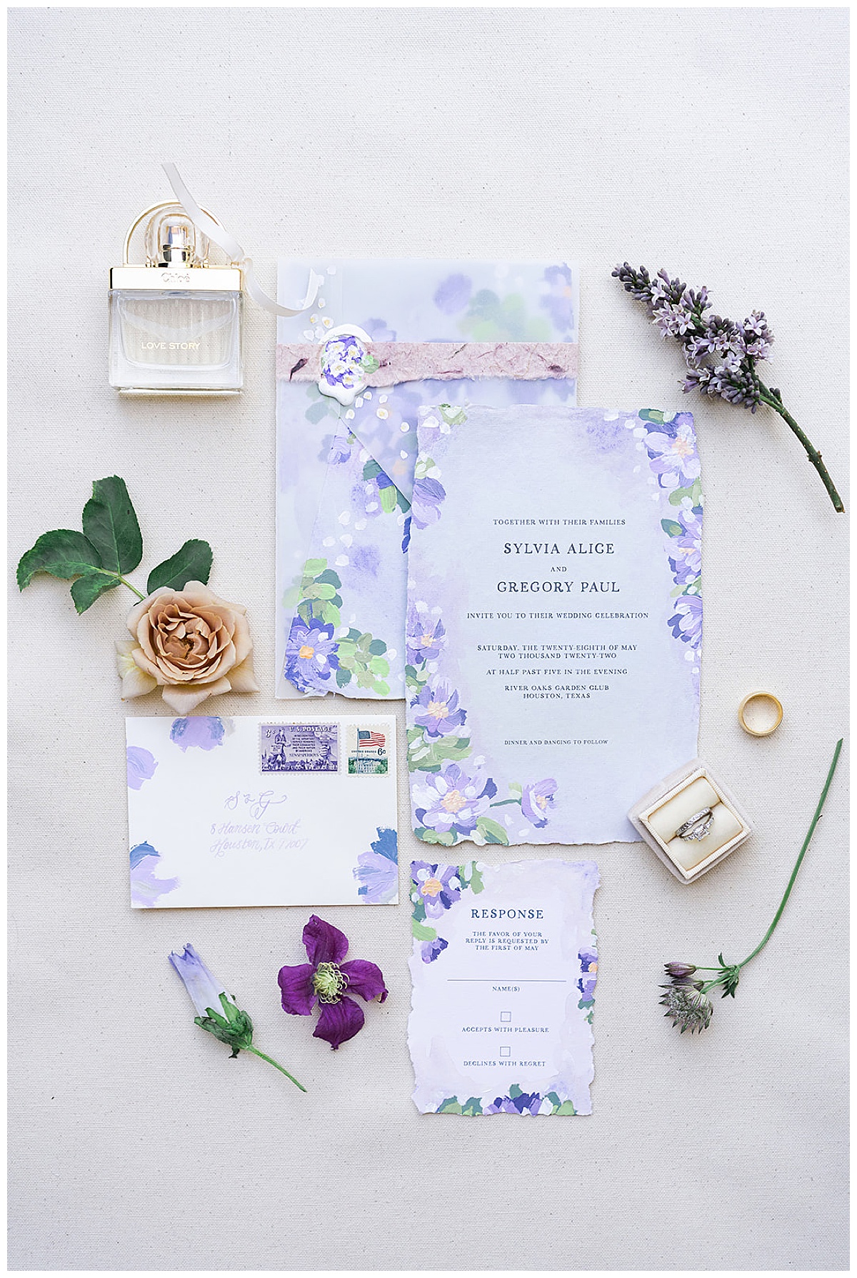 Stunning invitation suite for River Oaks Editorial