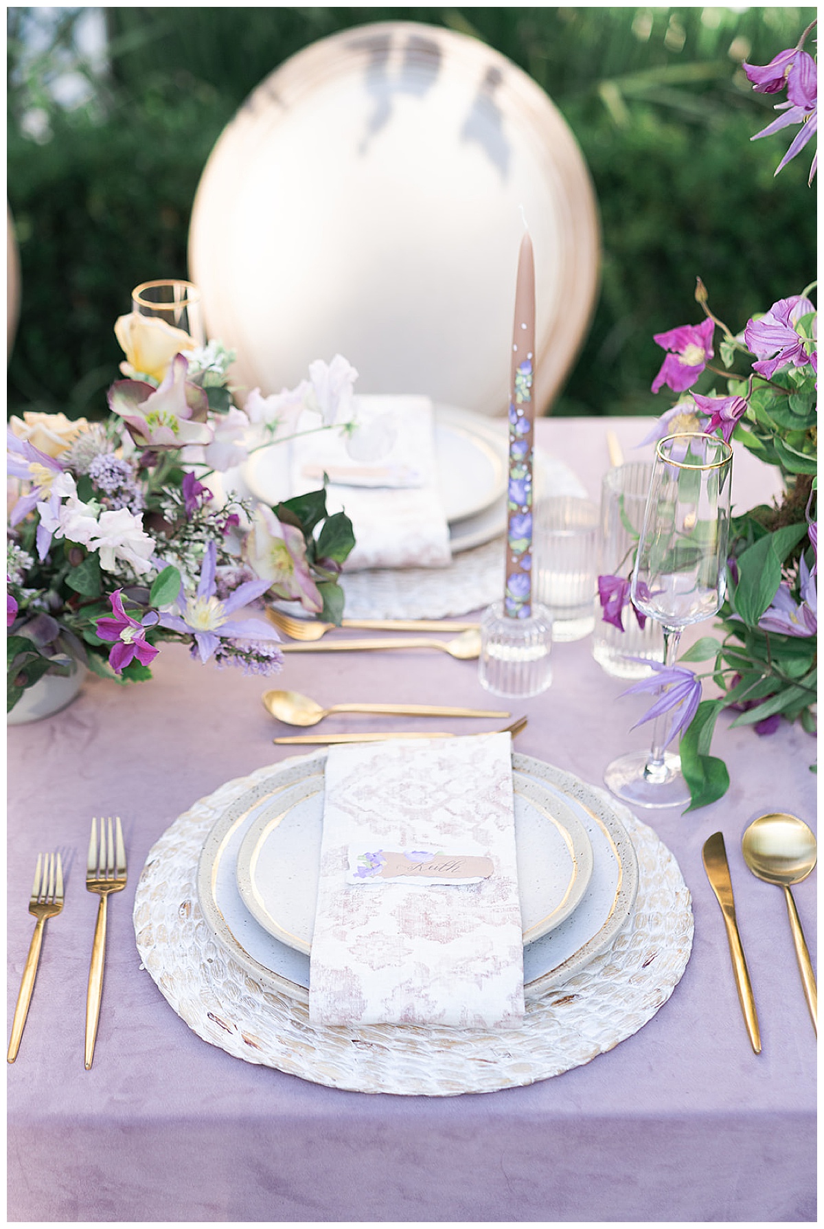 Wedding place setting for Swish & Click Photography