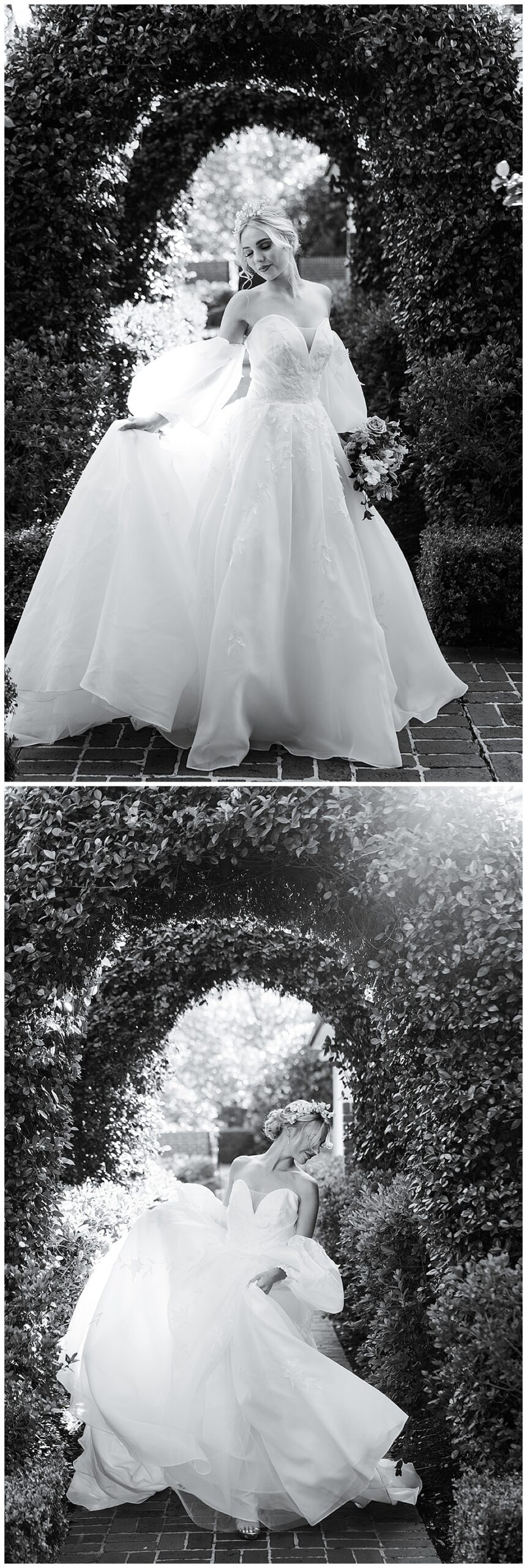 Bride walks through entryway for Houston’s Best Wedding Photographers