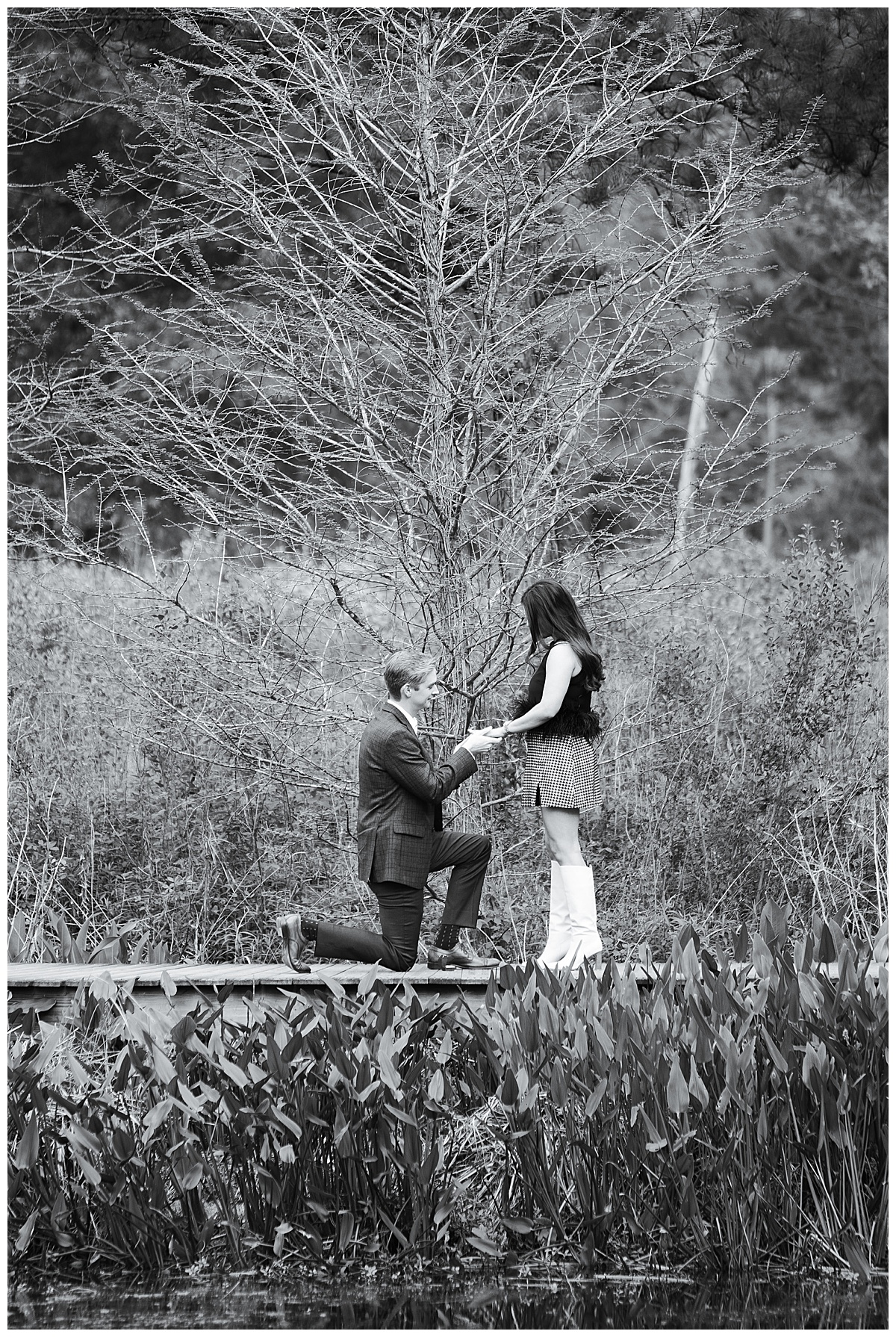 Husband starts his Surprise Proposal at the Houston Arboretum