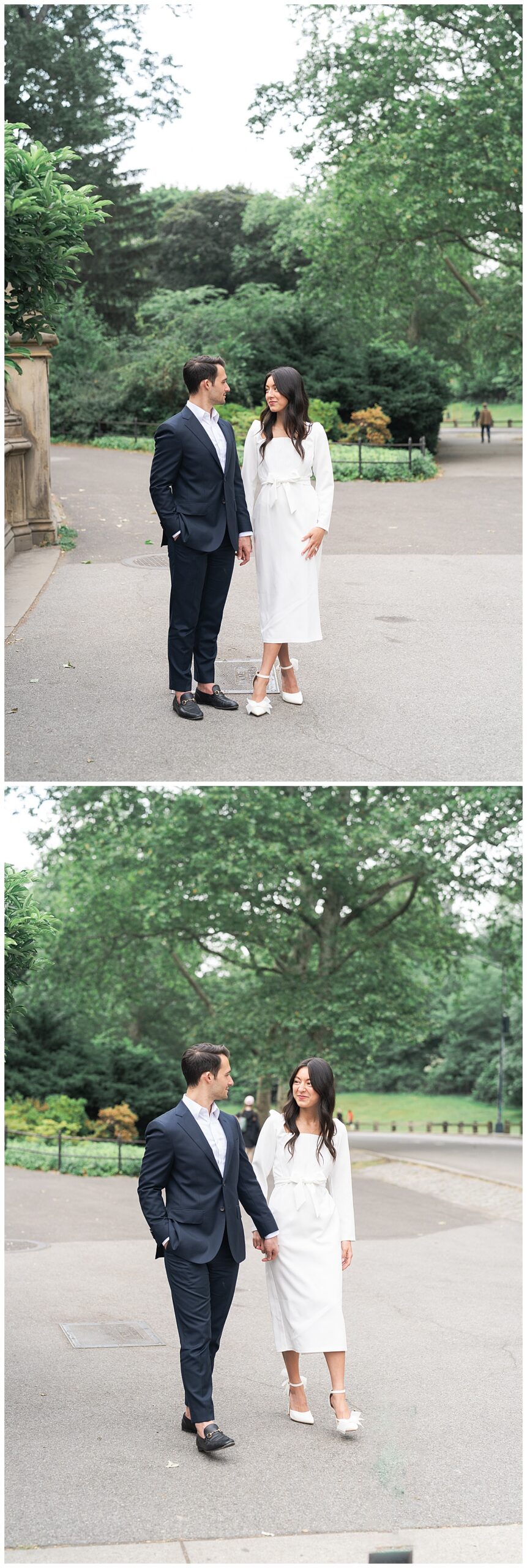 Couple walk hand in hand together during their Destination Engagement Session
