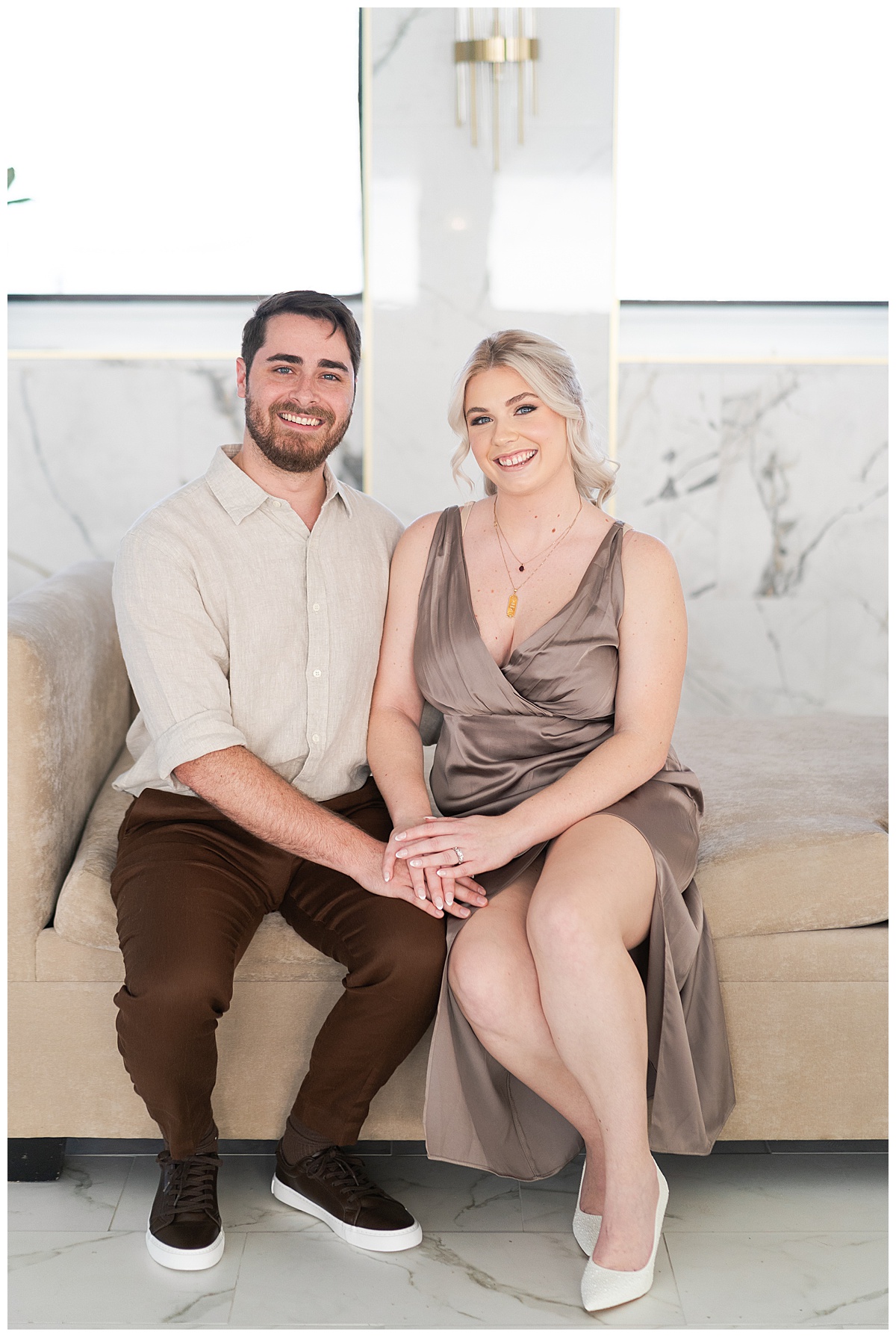 Man and woman share a big smile for Houston Engagement Photographer