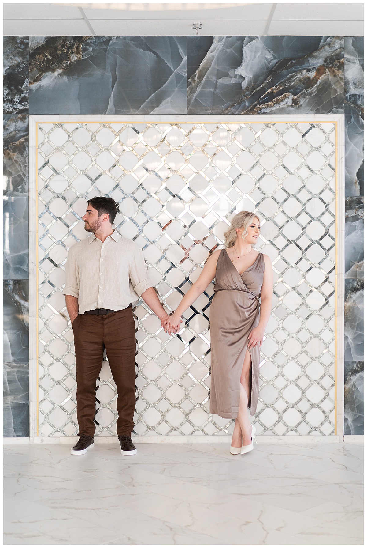 Couple hold hands while facing the opposite direction for Houston’s Best Wedding Photographers