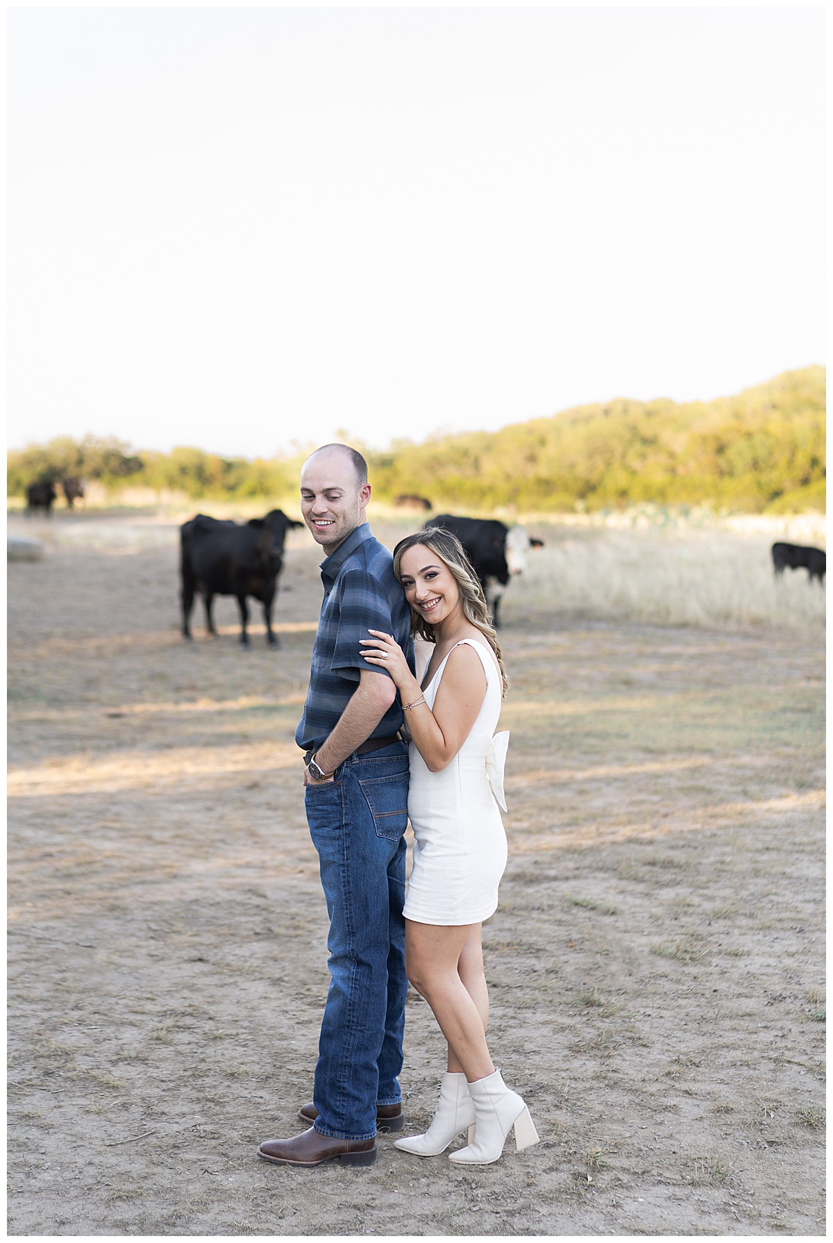Woman hugs man during their Austin Engagement Session