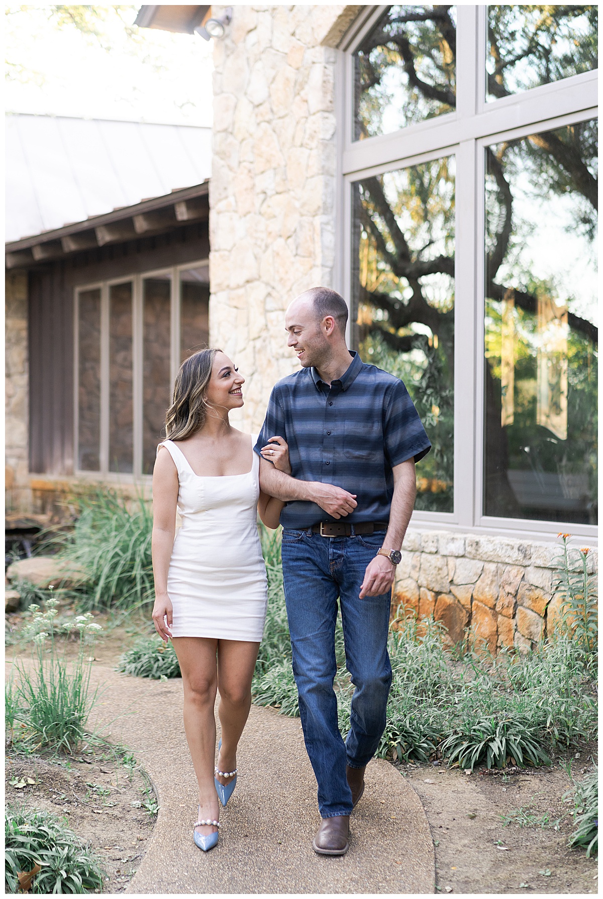 Couple smile at one another during their Austin Engagement Session