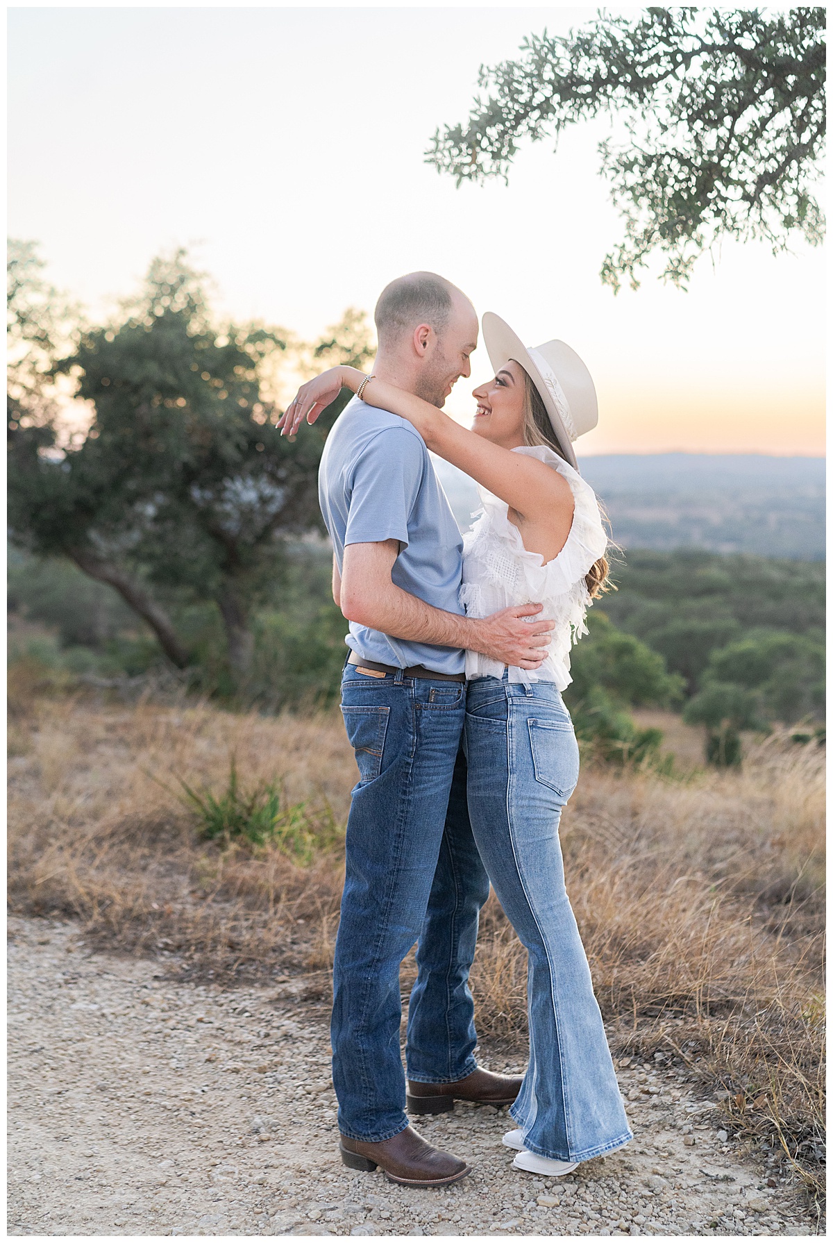 Couple smile at one another for Austin Engagement Session