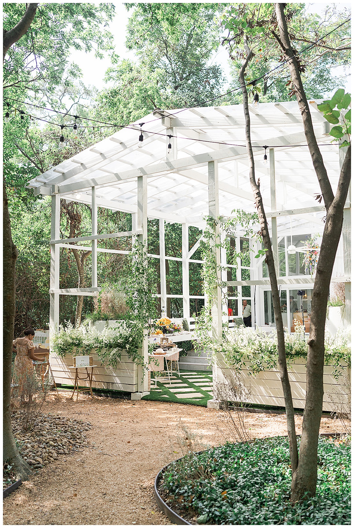 Beautiful white greenhouse for Houston wedding venue