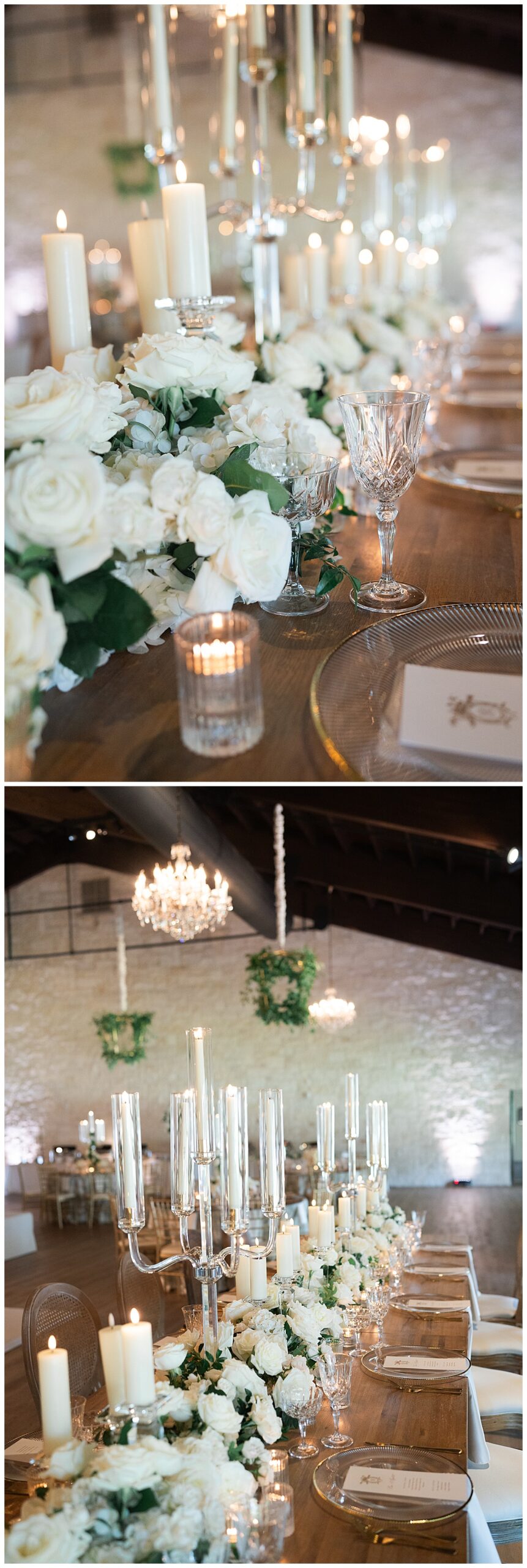 Stunning wedding reception decor at Briscoe Manor