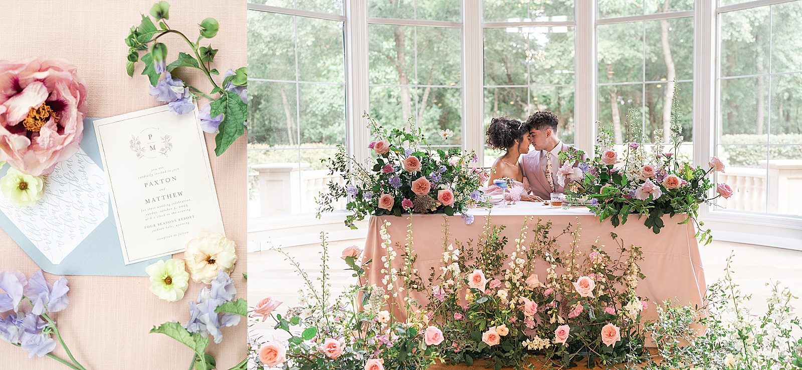 Blush-toned floral installations and details by Houston’s Best Wedding Photographers