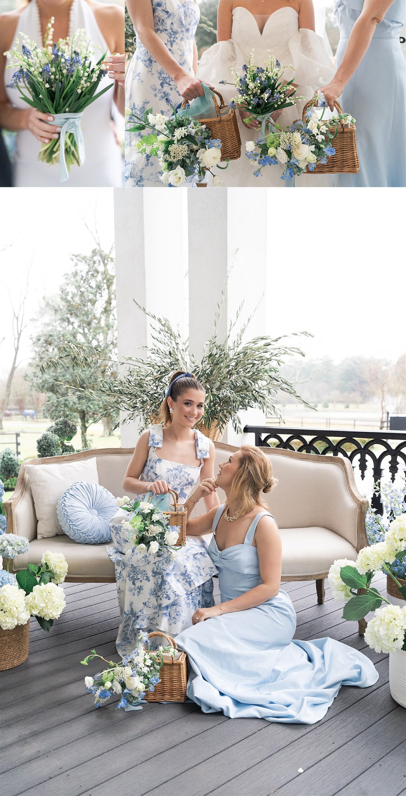 Women stand together holding floral arrangements by Houston’s Best Wedding Photographers