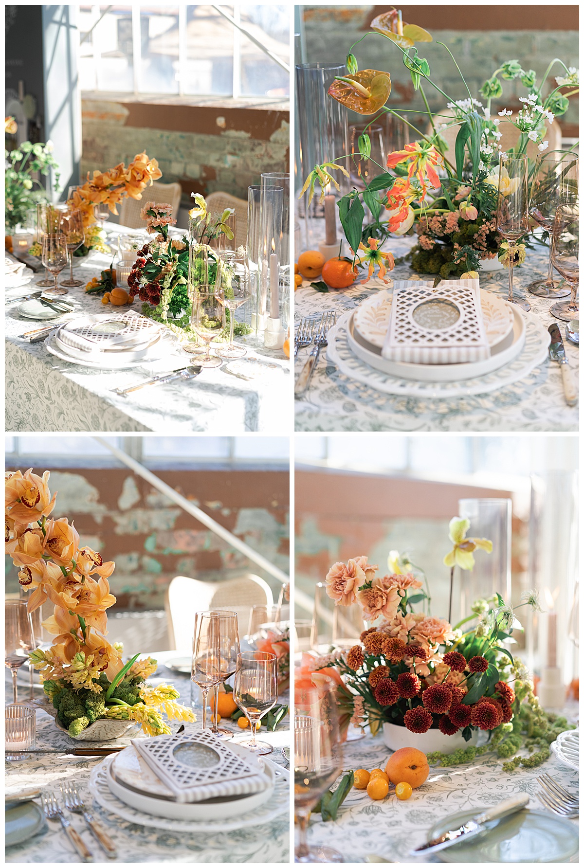 Floral arrangements and table settings at the Wed Well Showcase