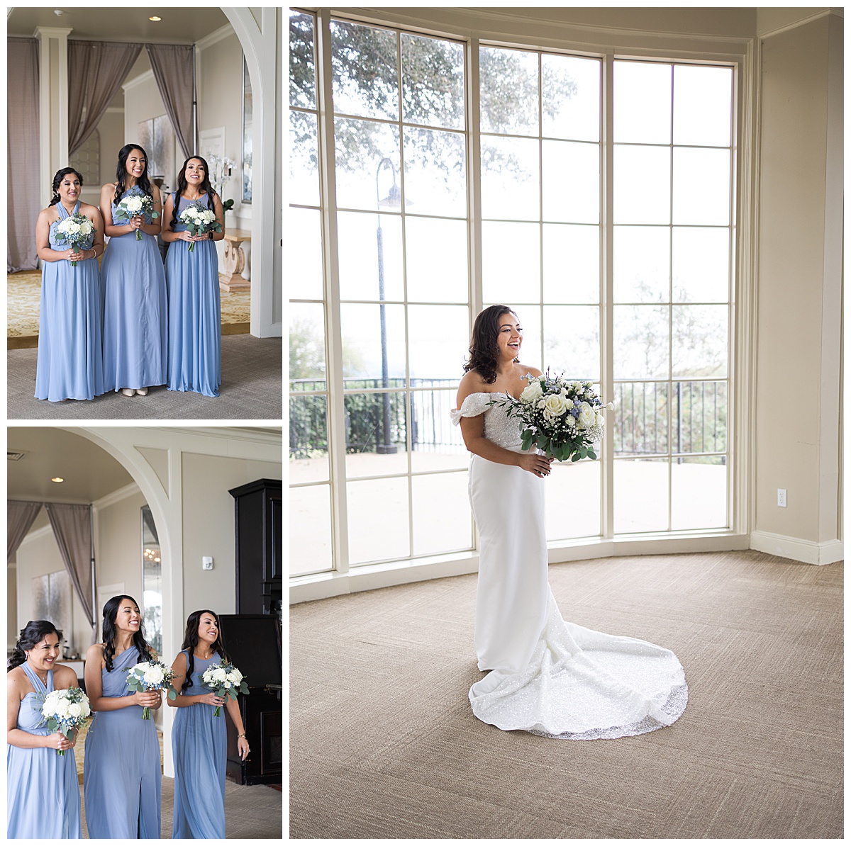 Bridesmaids see bride for the first time by Houston’s Best Wedding Photographers