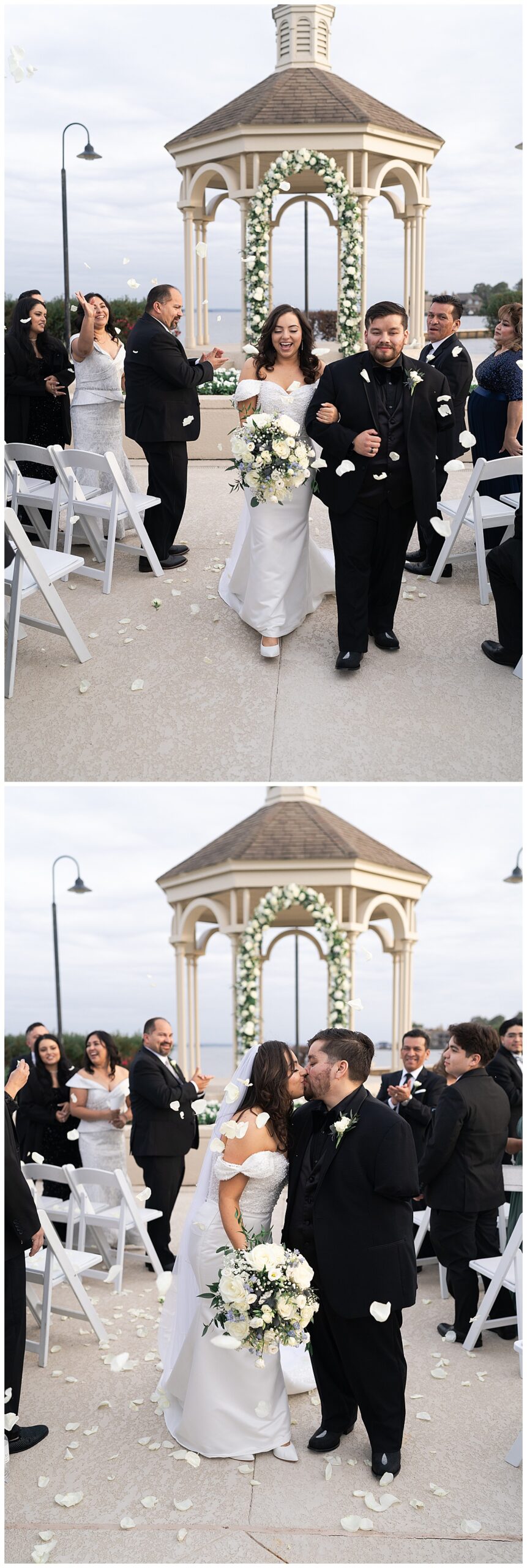 Couple walk down the aisle together for Swish & Click Photography