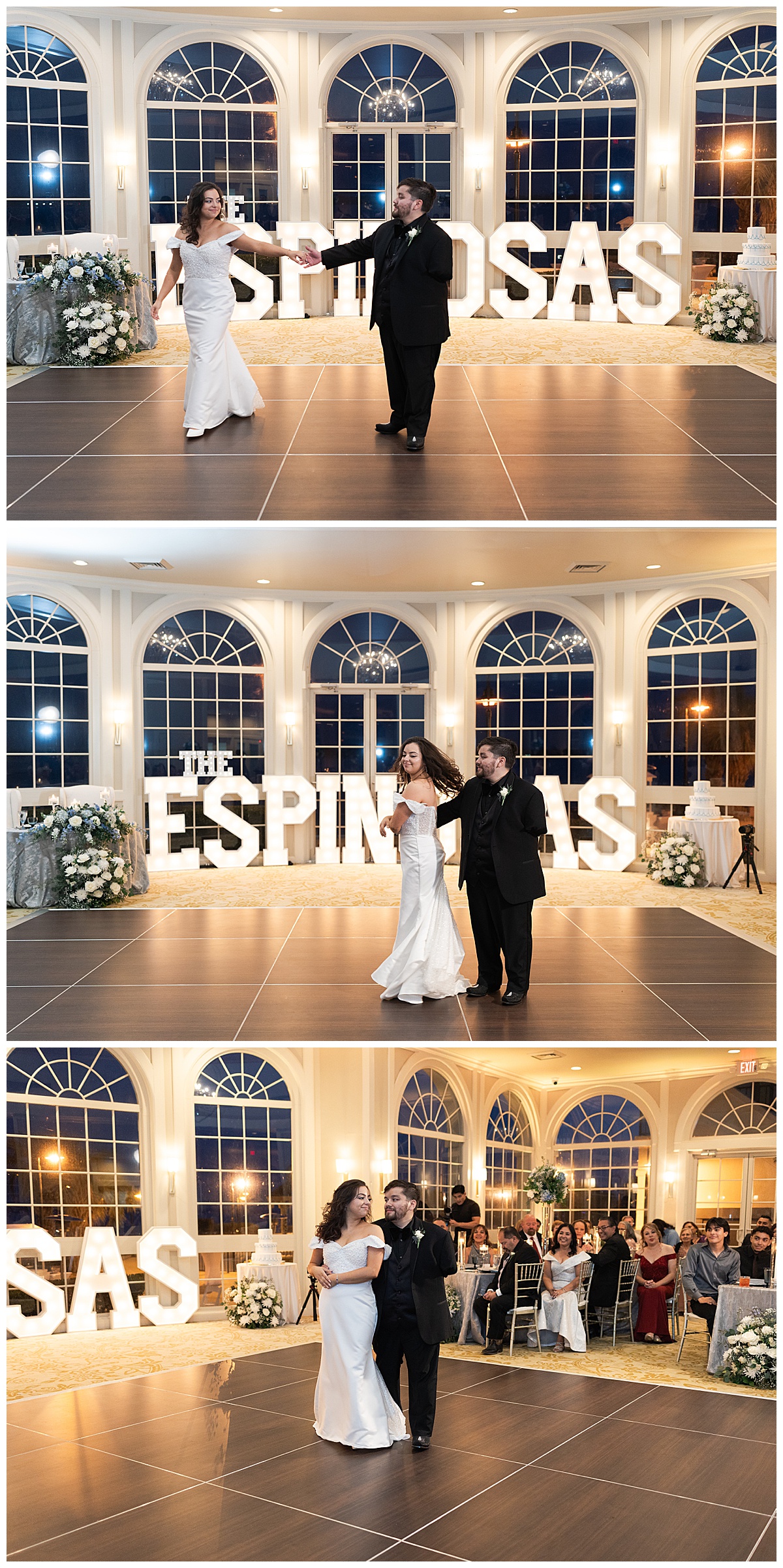 Bride and groom dance together for Swish & Click Photography