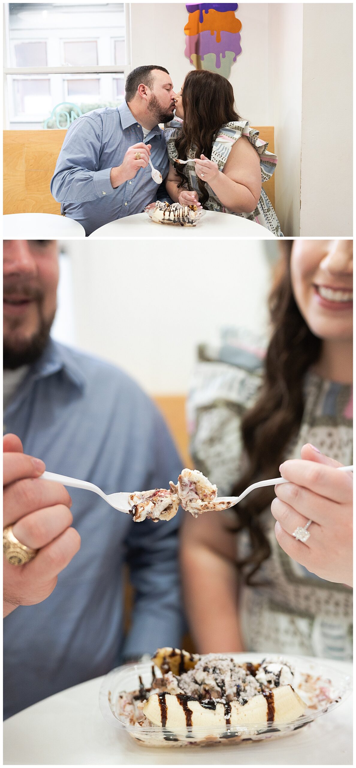 Couple enjoys ice cream together for Swish & Click Photography