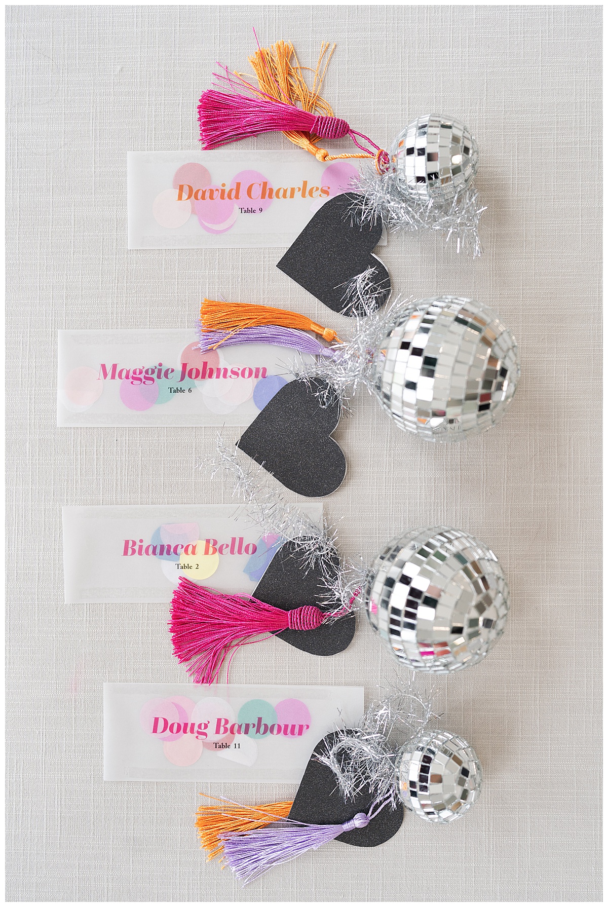 Wedding favors showing off 70's Inspired Wedding Ideas