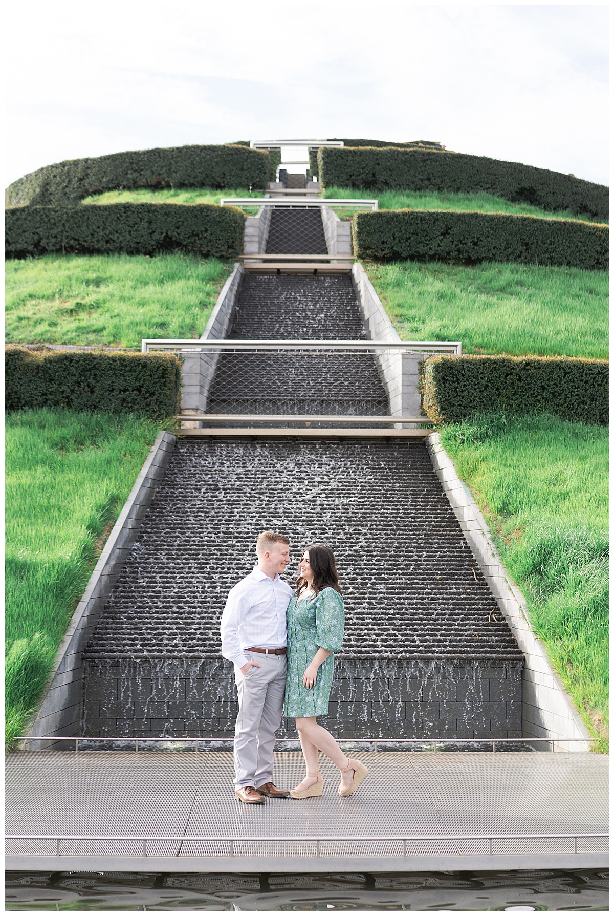 Couple stand close together for McGovern Centennial Gardens Engagement Photographer
