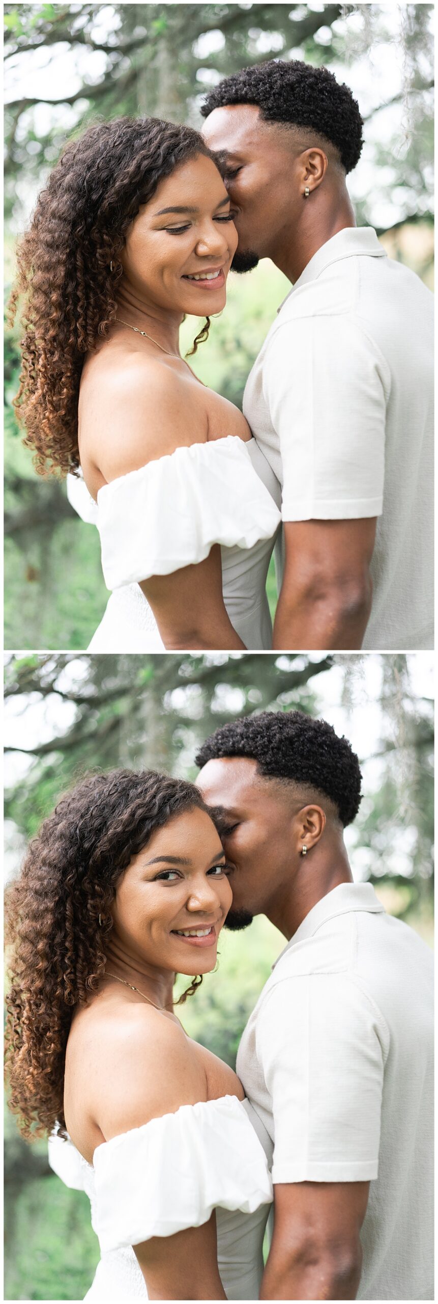 Man kisses woman during their Brazos Bend Engagement Photographer 