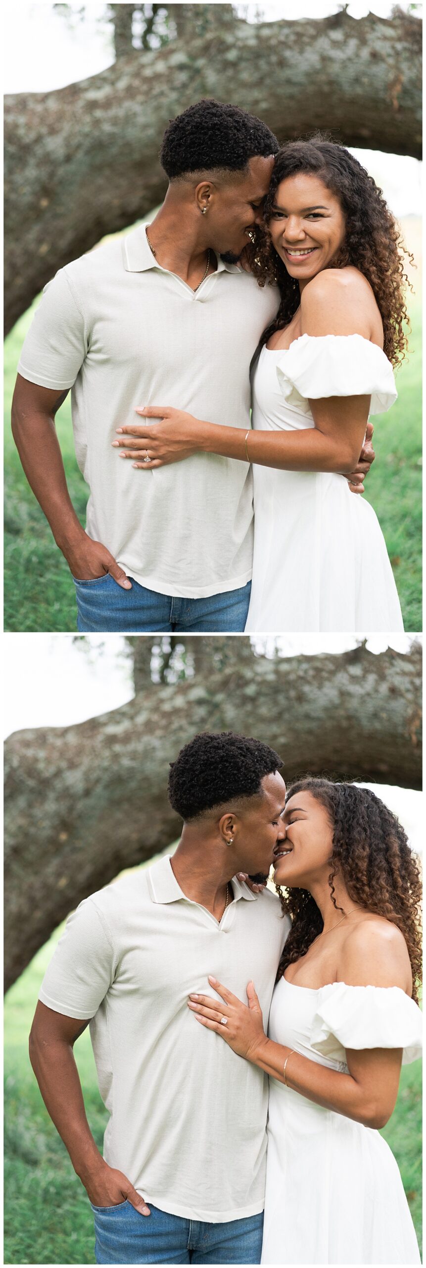 Couple hold each other close during their Brazos Bend Engagement Photographer 