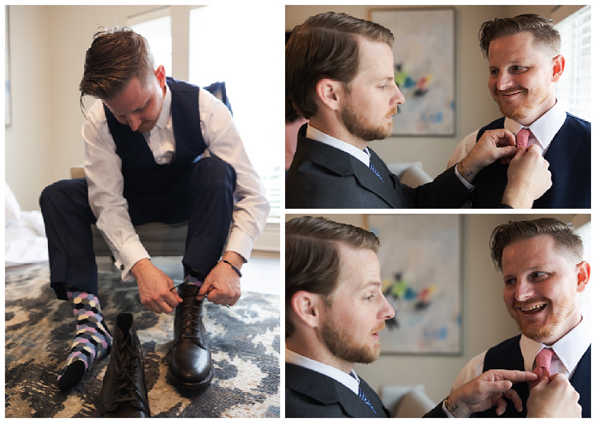 Groom gets ready for wedding by Swish & Click Photography