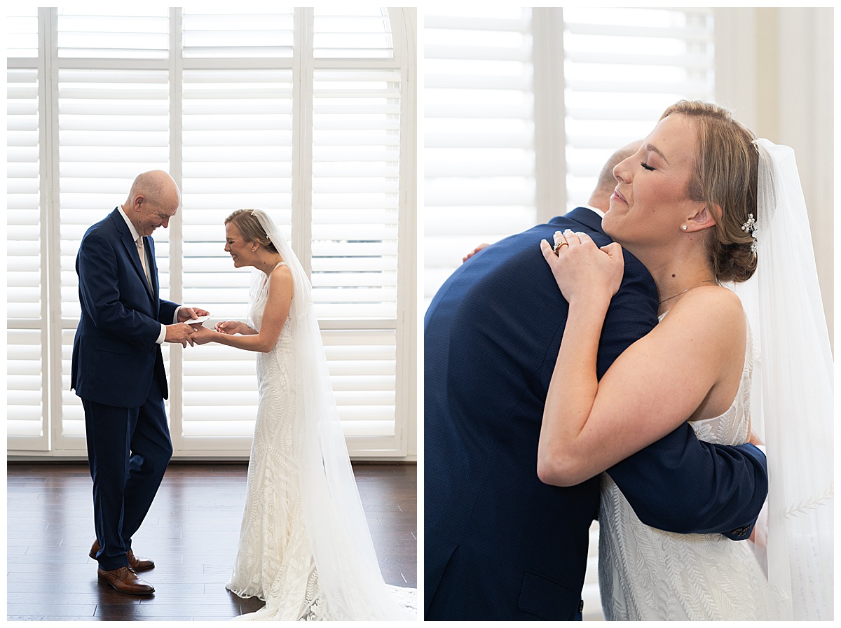 Father and daughter share special moment before Bentwater Yacht Club Wedding 