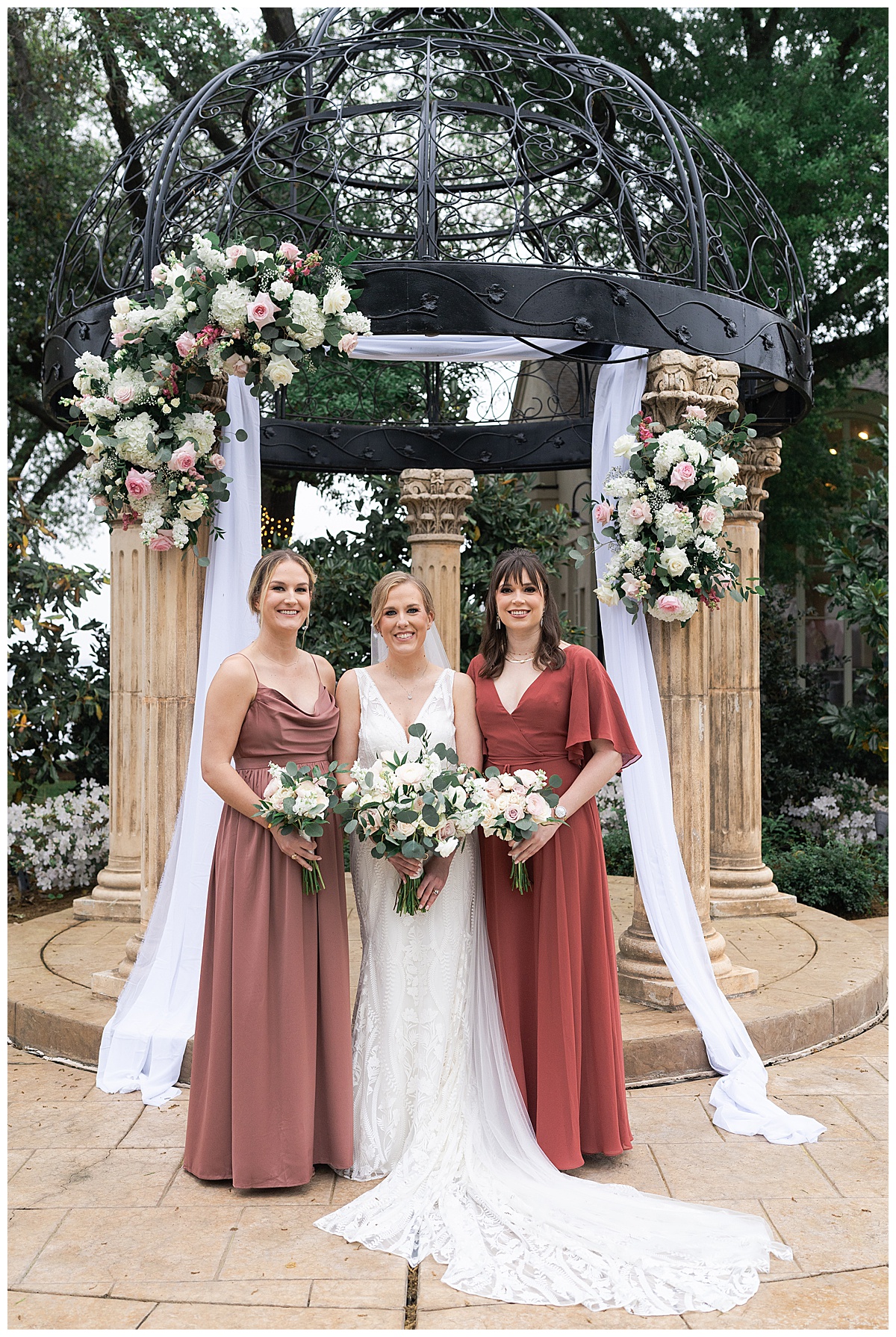 Bride stands with bridesmaids for Bentwater Yacht Club Wedding 