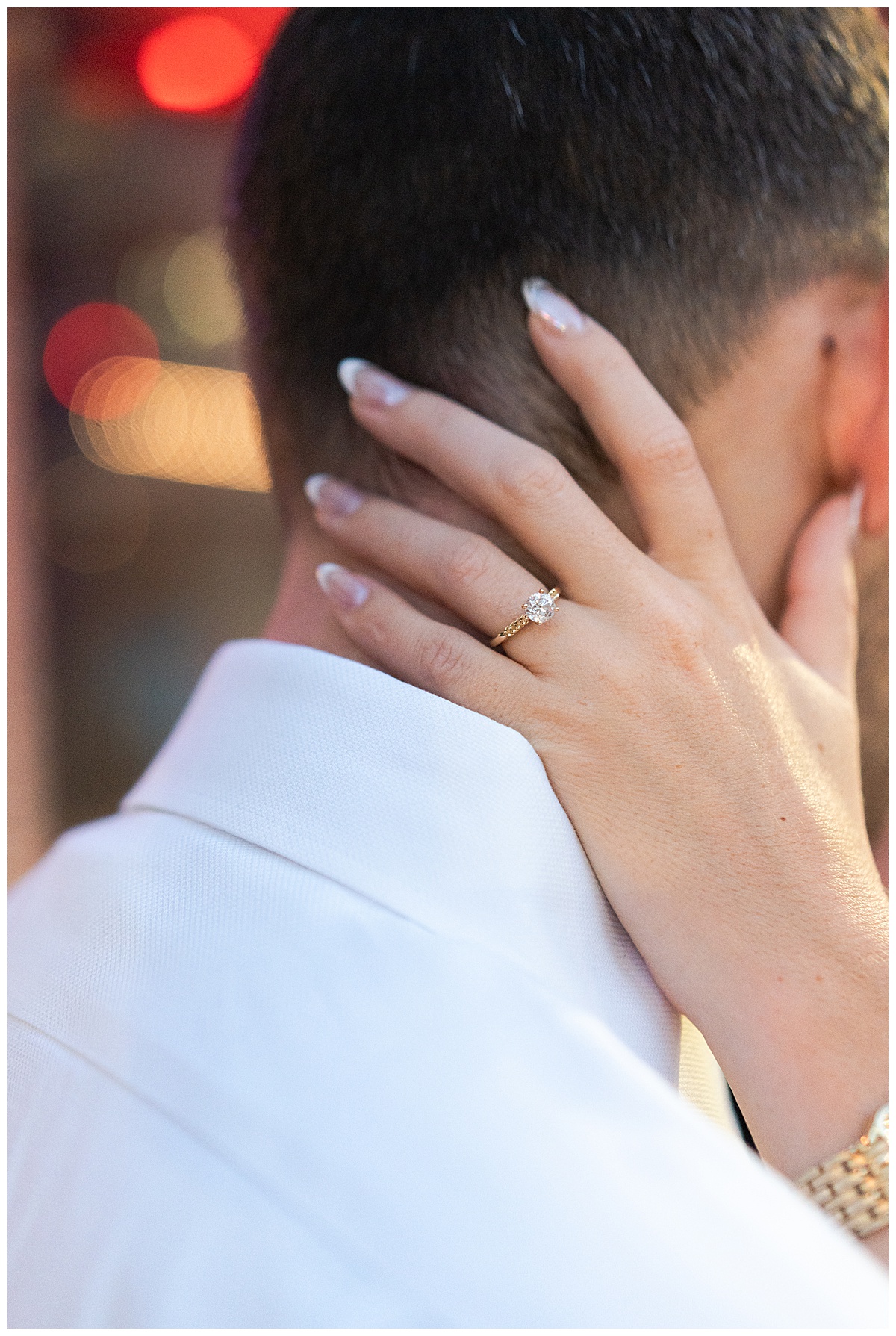 Stunning engagement ring during Hotel Icon Engagement Session