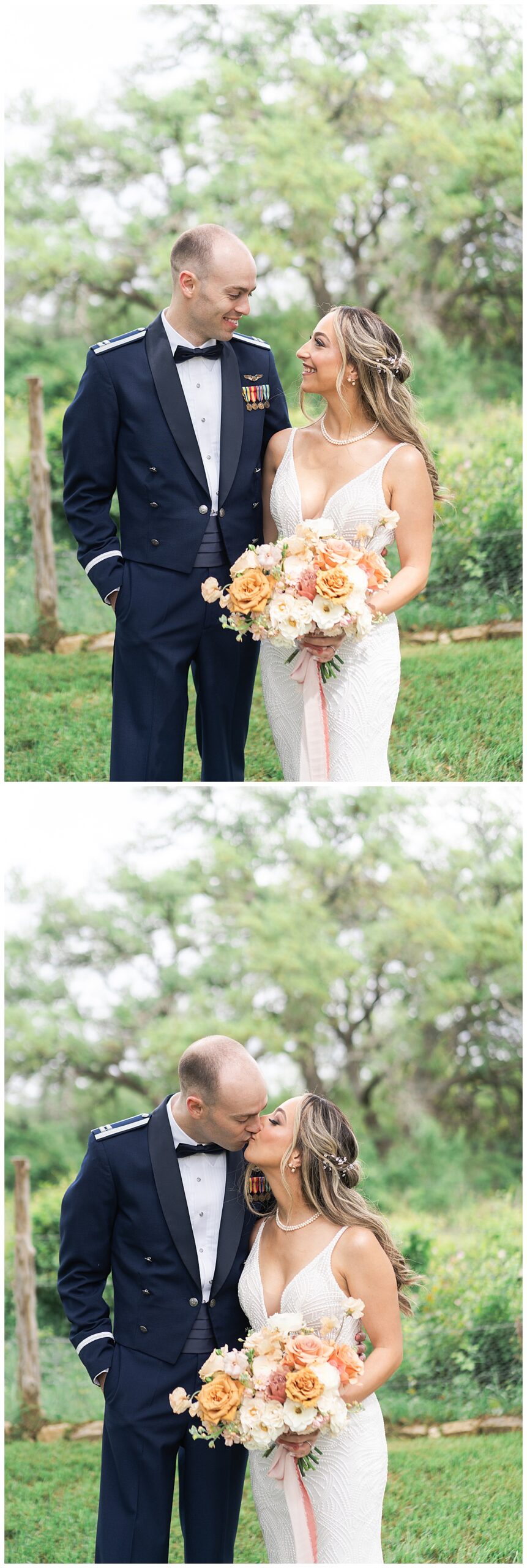 Bride and groom share a kiss during their Stonehouse Villa Wedding