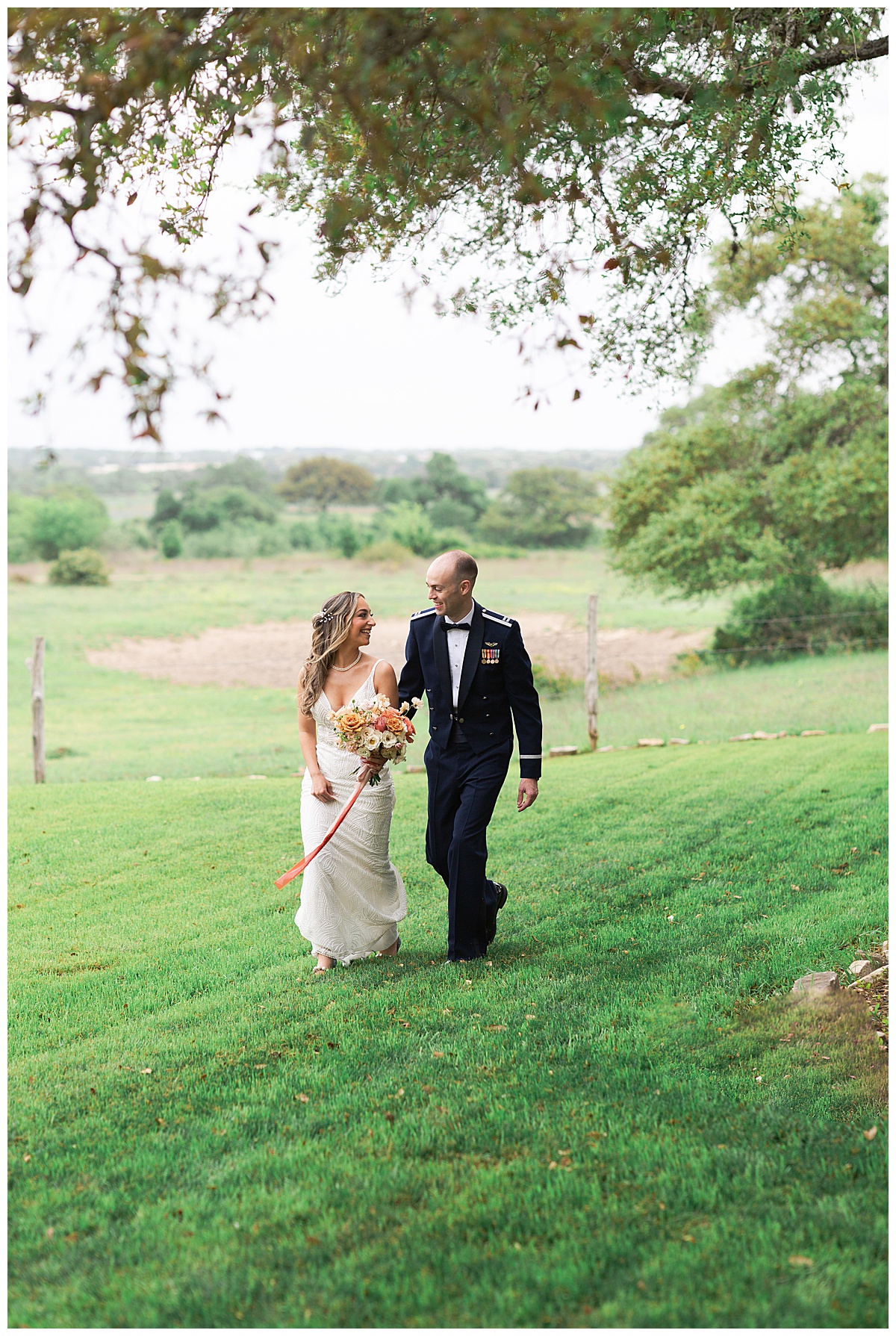 Couple walk together during their Stonehouse Villa Wedding