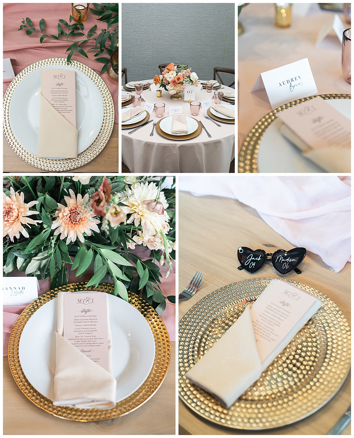 Table settings for Stonehouse Villa Wedding