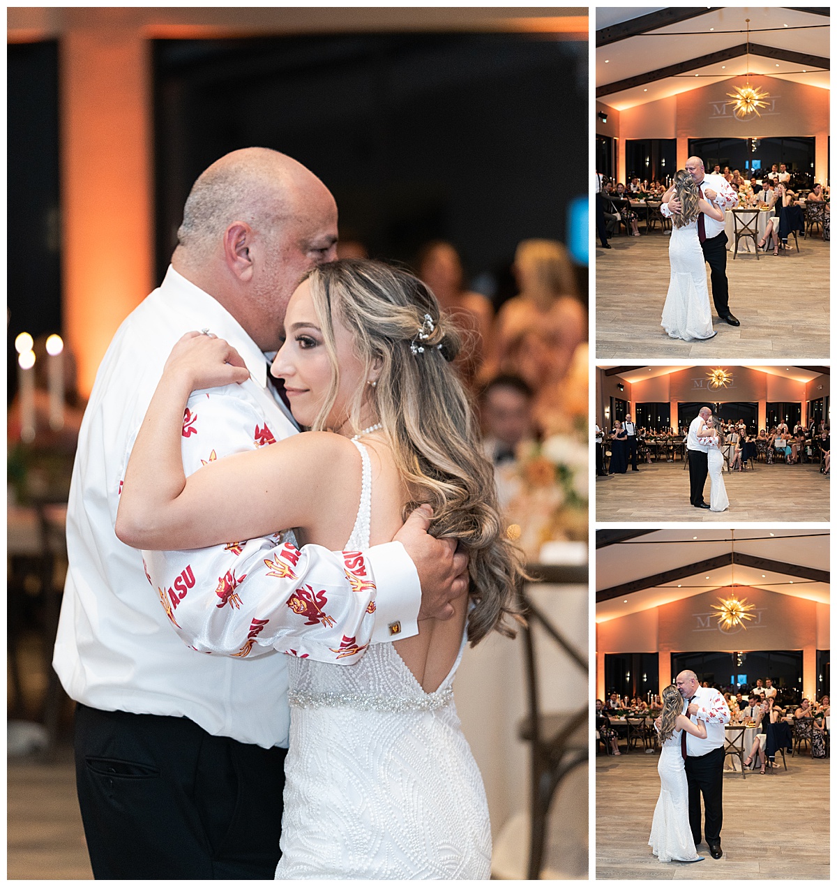 Father and bride dance together at Stonehouse Villa Wedding