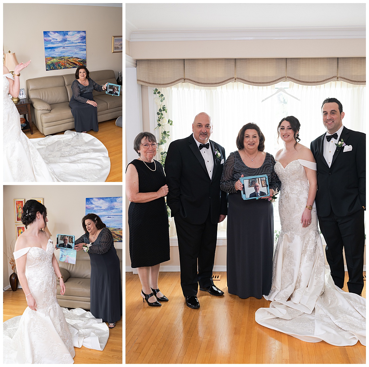 Family and friends stand with the bride for Swish & Click Photography