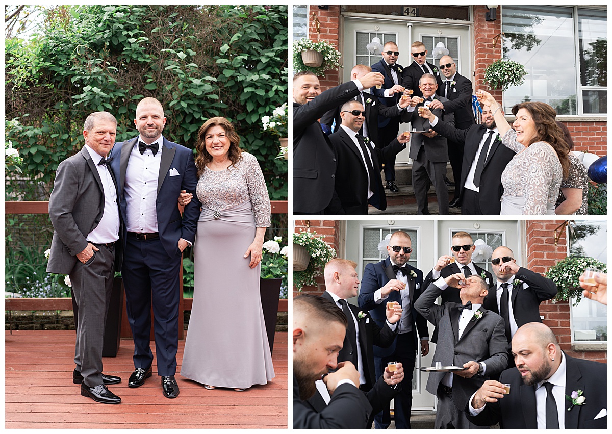 Groom stands with family and friends for Toronto Wedding Photographer