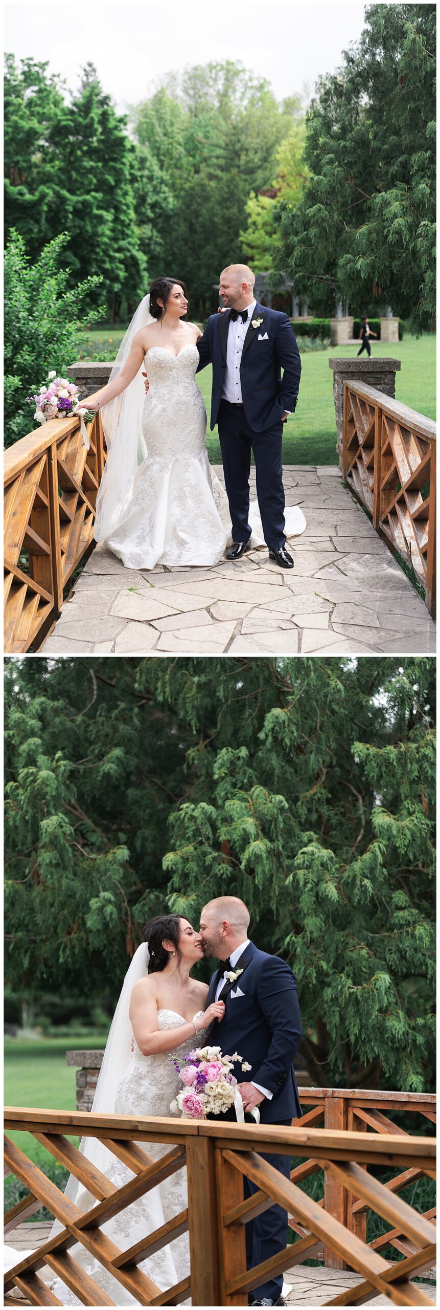 Couple stand together on the bridge for Toronto Wedding Photographer