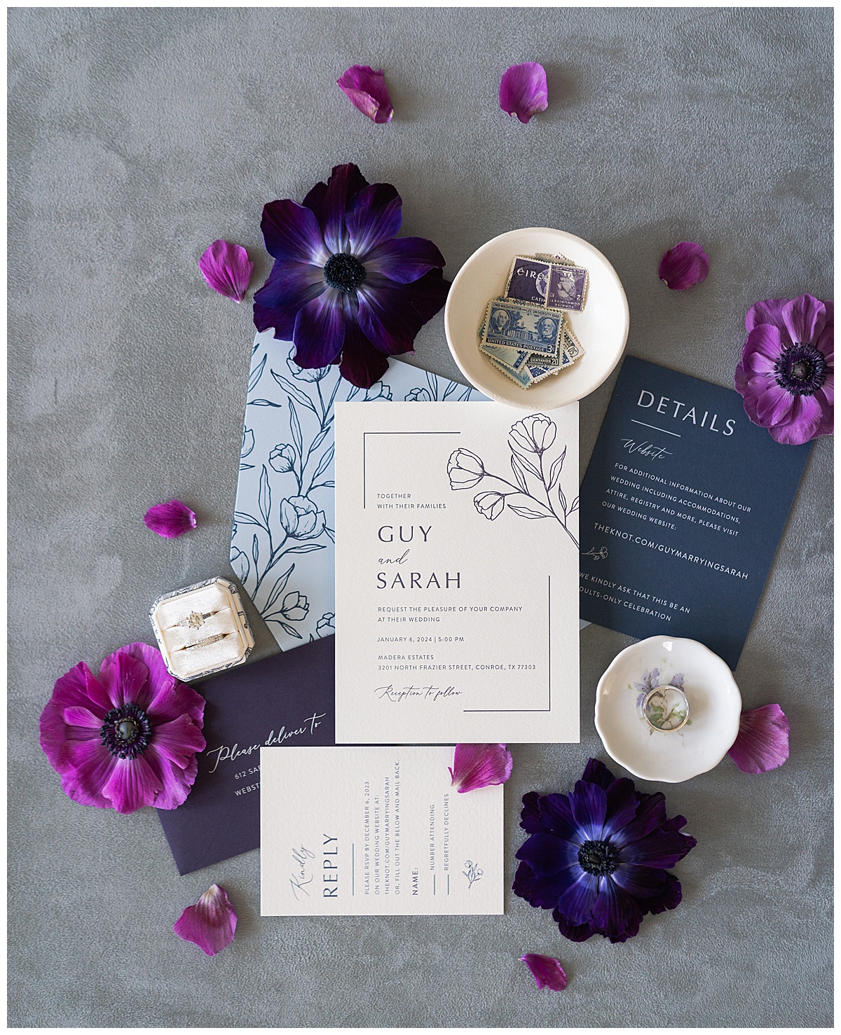 Stunning custom wedding invitation suite by Madera Estates Wedding Photographer