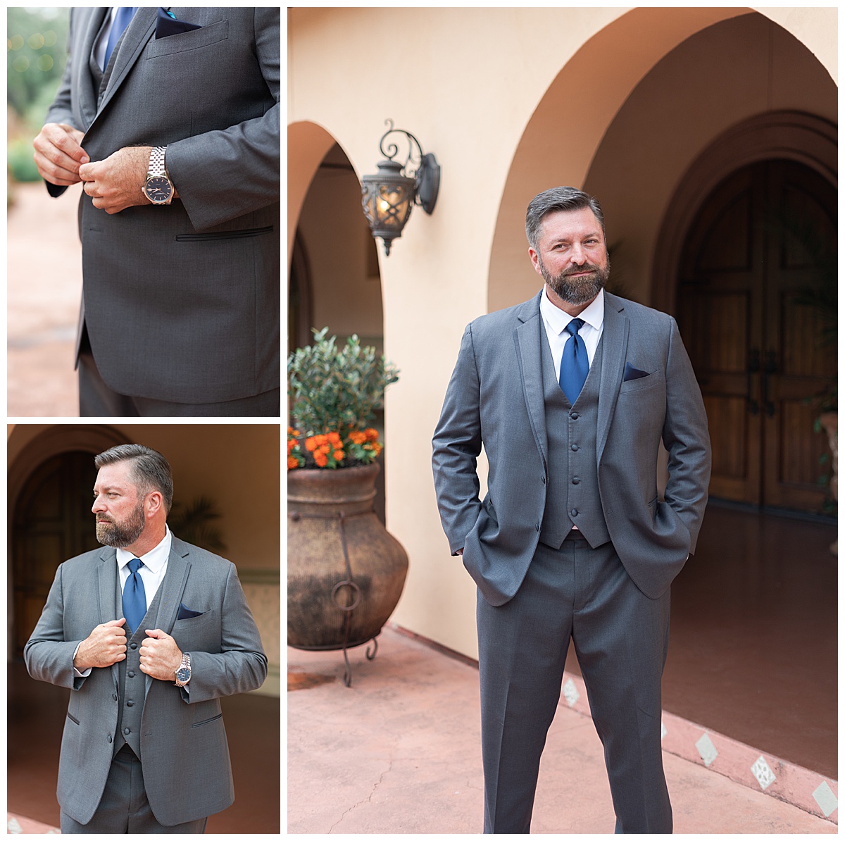 Man gets ready for wedding by Madera Estates Wedding Photographer